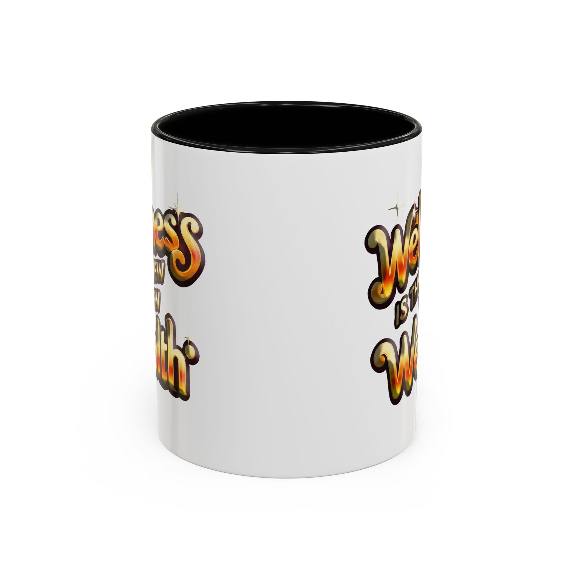 Accent Coffee Mug - Wellness is the New Wealth Stylish Ceramic Design