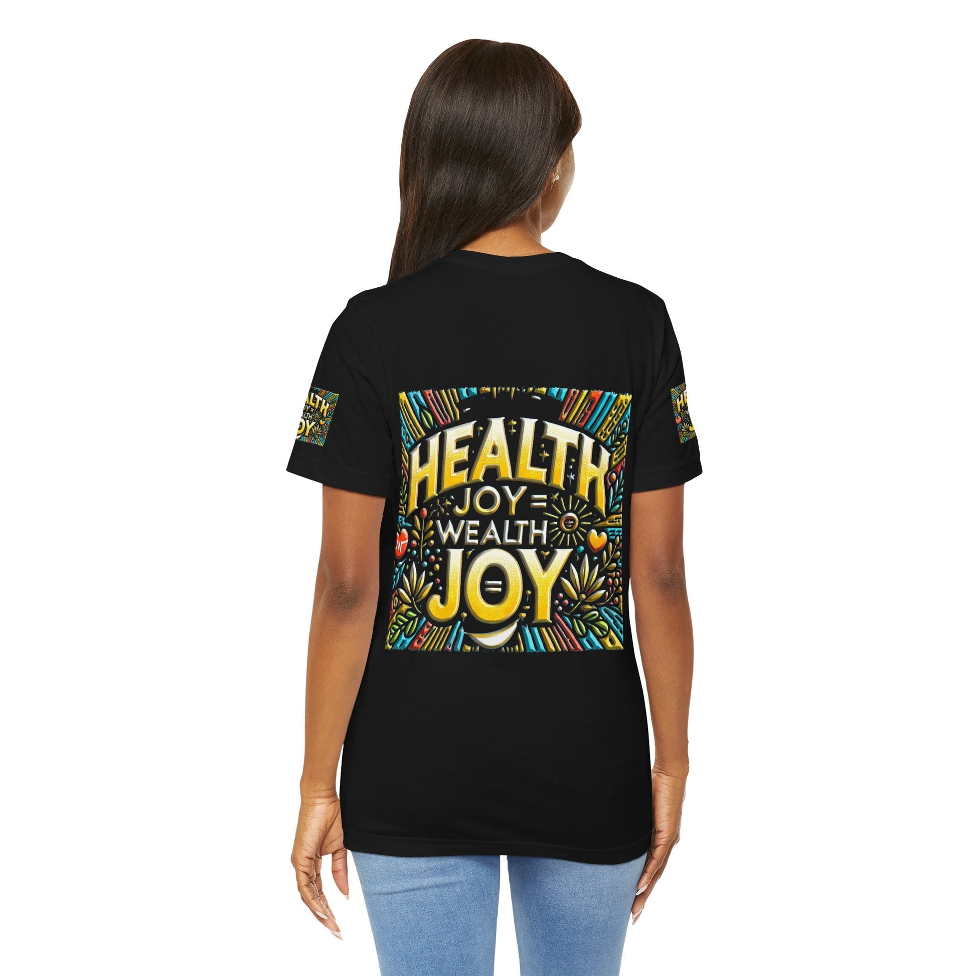 Unisex Jersey Short Sleeve T-shirt – Health Joy Wealth Joy | Comfy Fit