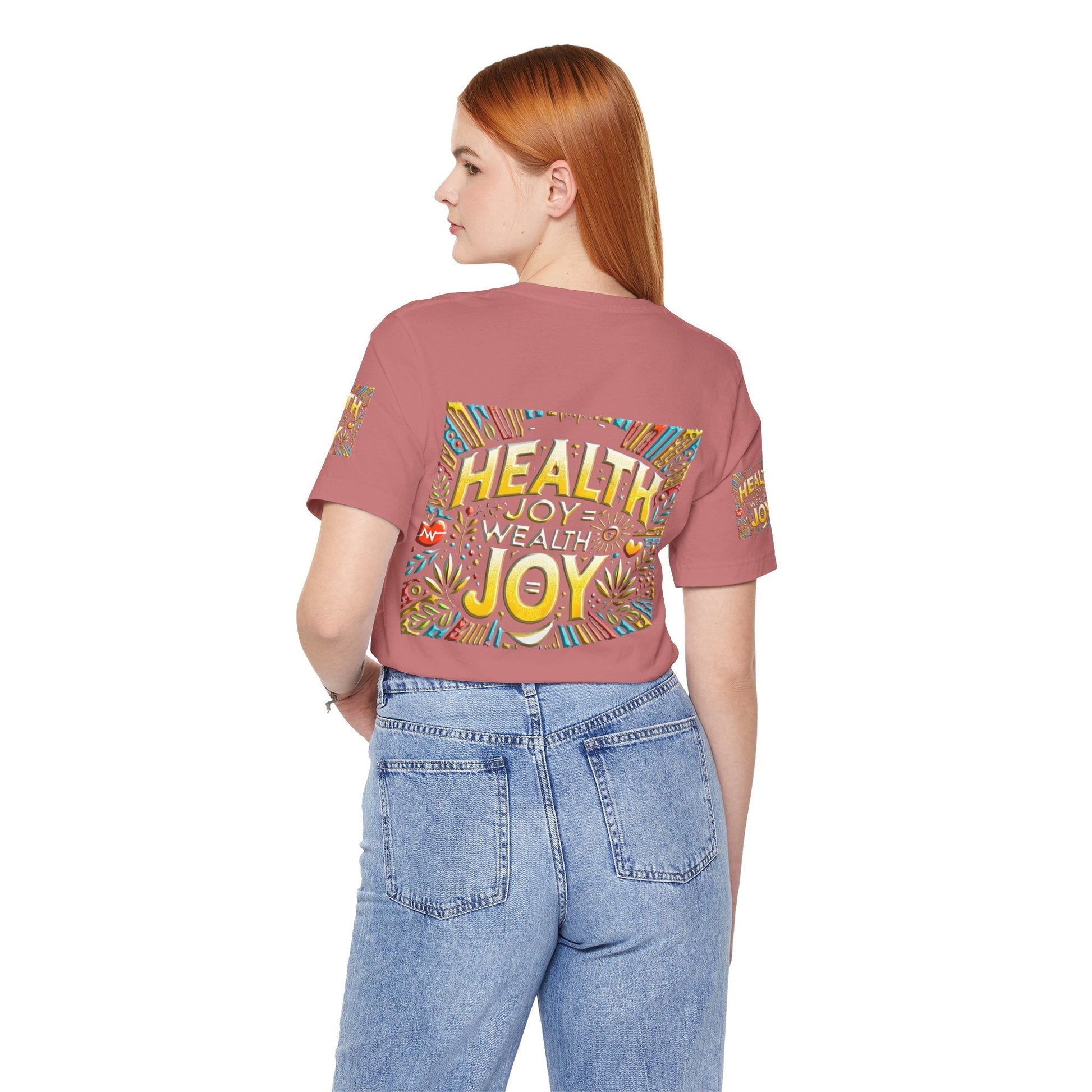 Unisex Jersey Short Sleeve T-shirt – Health Joy Wealth Joy | Comfy Fit