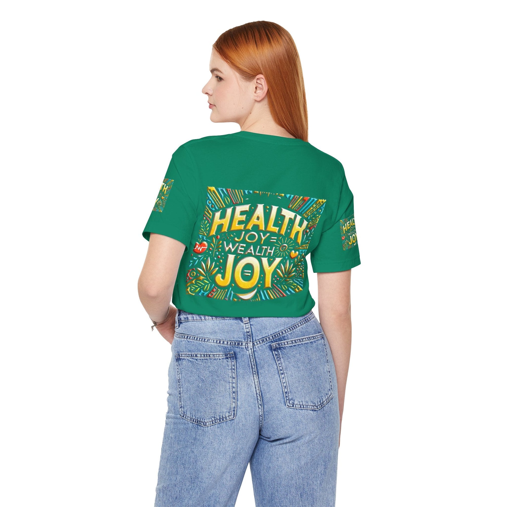 Unisex Jersey Short Sleeve T-shirt – Health Joy Wealth Joy | Comfy Fit