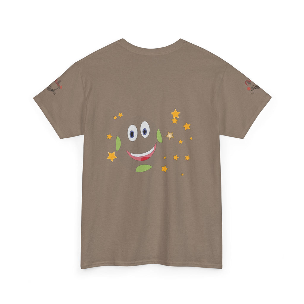Unisex Heavy Cotton T-shirt with cheerful design, promoting positivity and happiness.