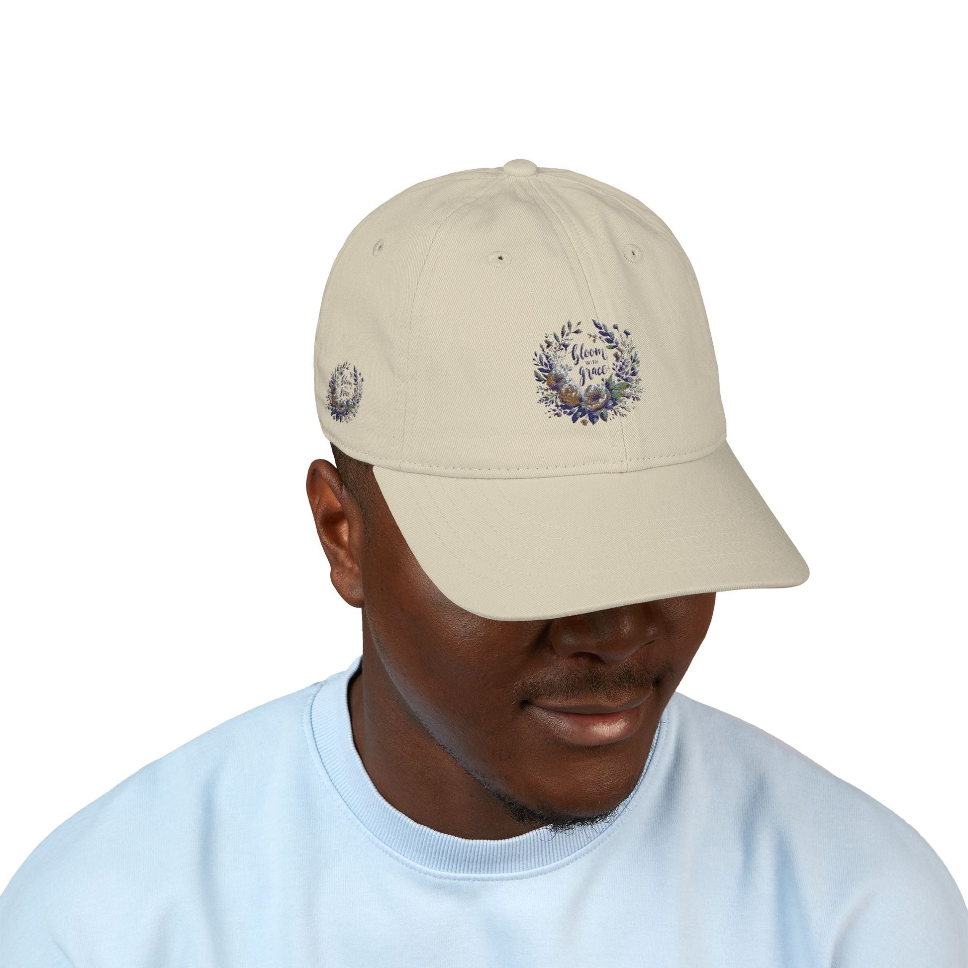 Organic Embroidered Baseball Cap - Floral Design for Nature to bloom