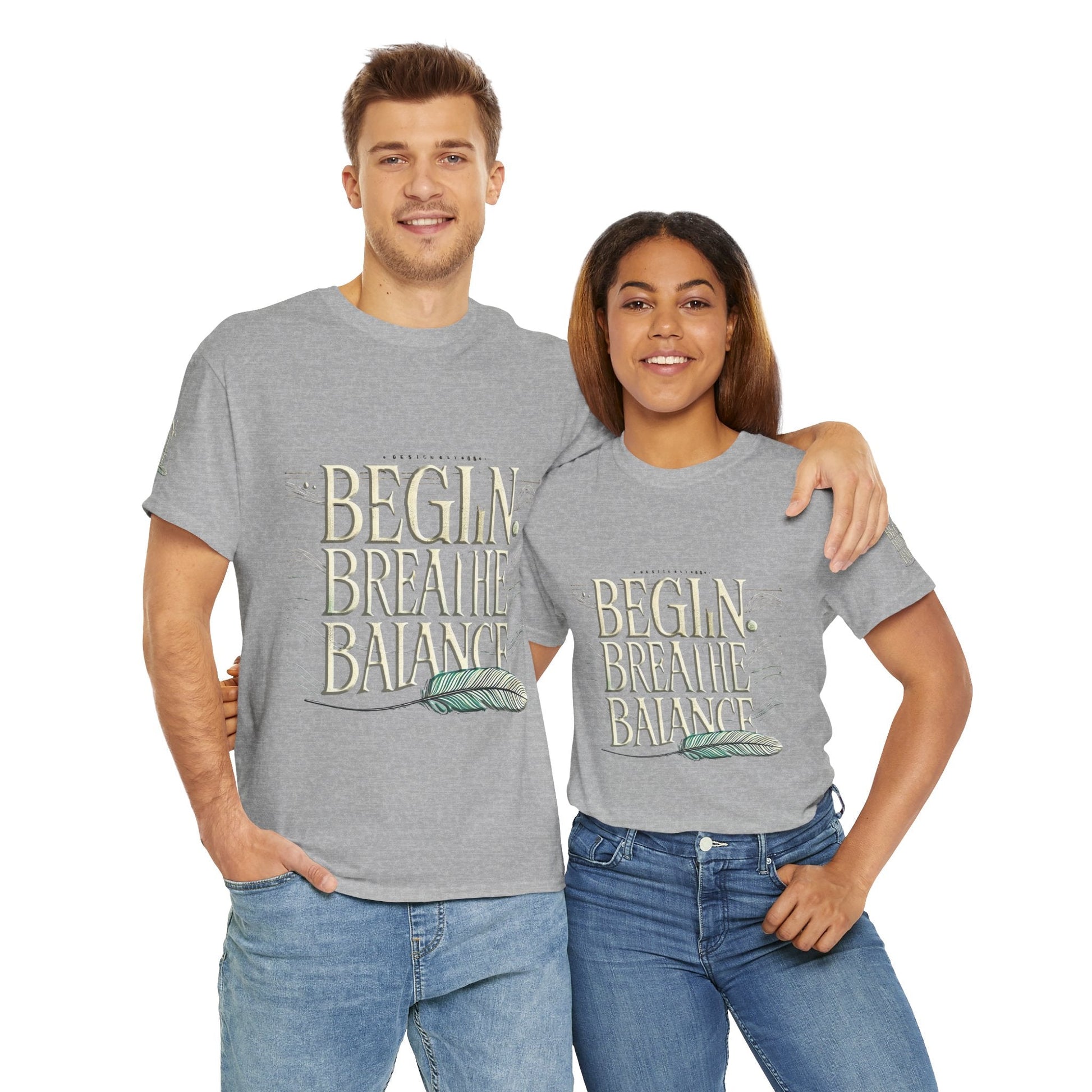 Unisex Heavy Cotton T-shirt  Begin Breathe Balance t-shirt for Comfort
