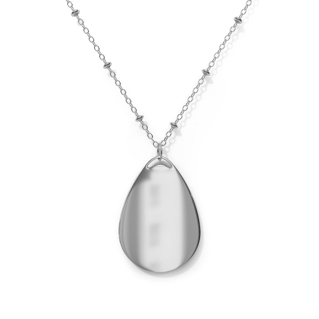 Elegant oval necklace with customizable pendant on a durable zinc alloy chain.