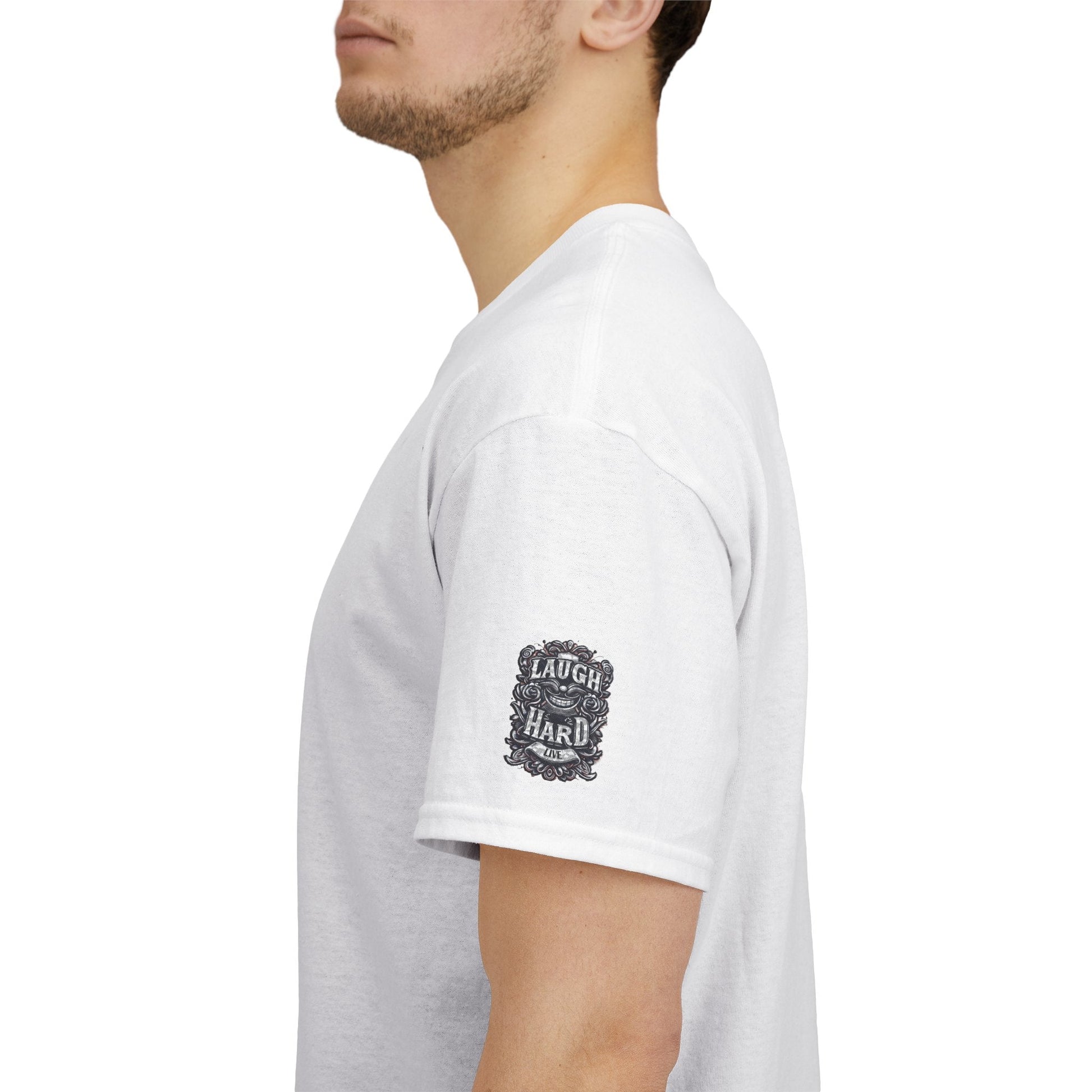 Unisex Heavy Cotton T-shirt - Laugh Hard - B&W Classic Comfort