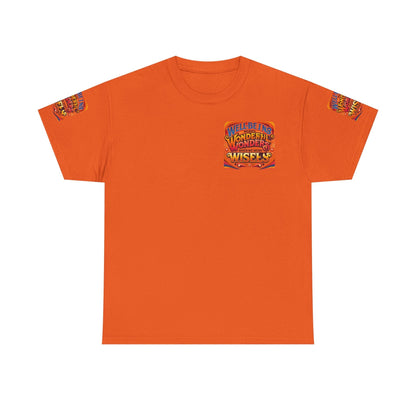 Unisex heavy cotton tee with motivational text on vibrant orange fabric.