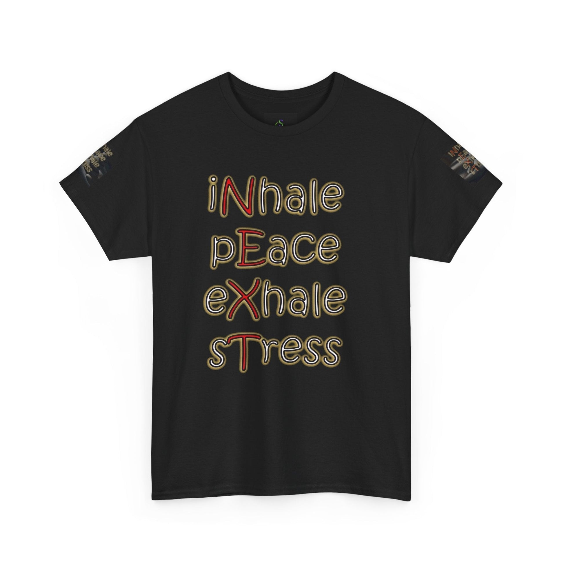 Unisex Heavy Cotton T-shirt - Inhale Peace Exhale Stress for Everyday