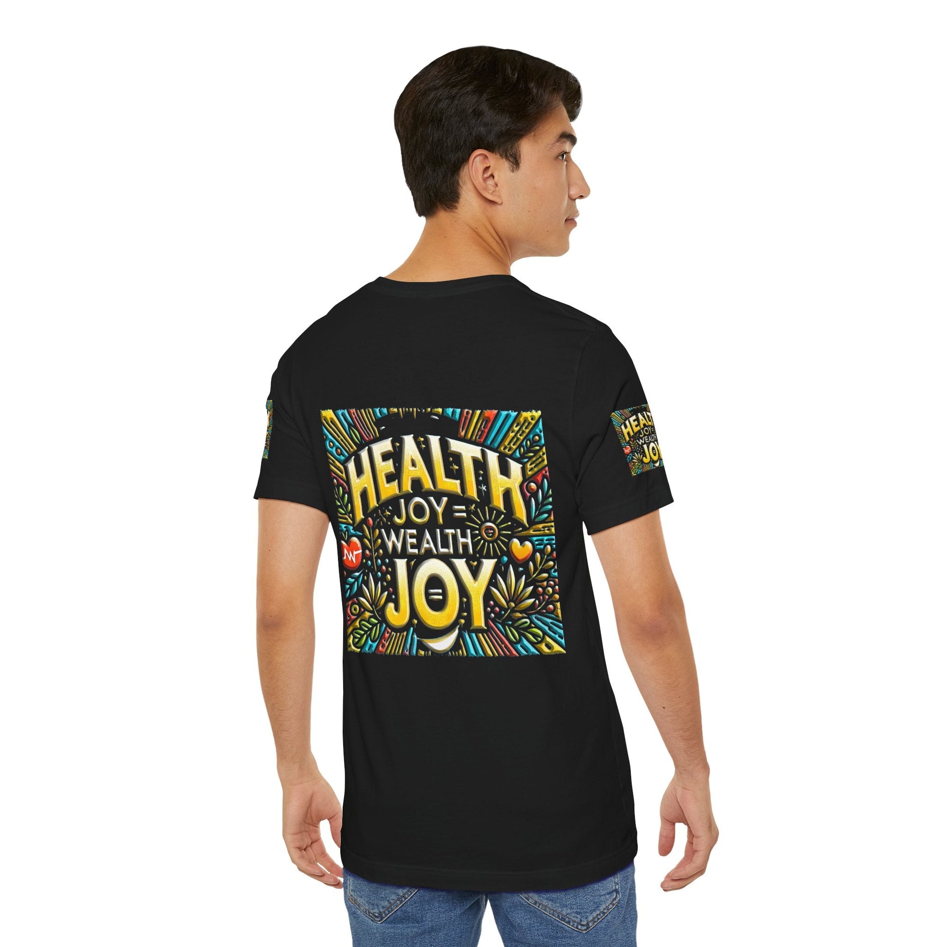 Unisex Jersey Short Sleeve T-shirt – Health Joy Wealth Joy | Comfy Fit