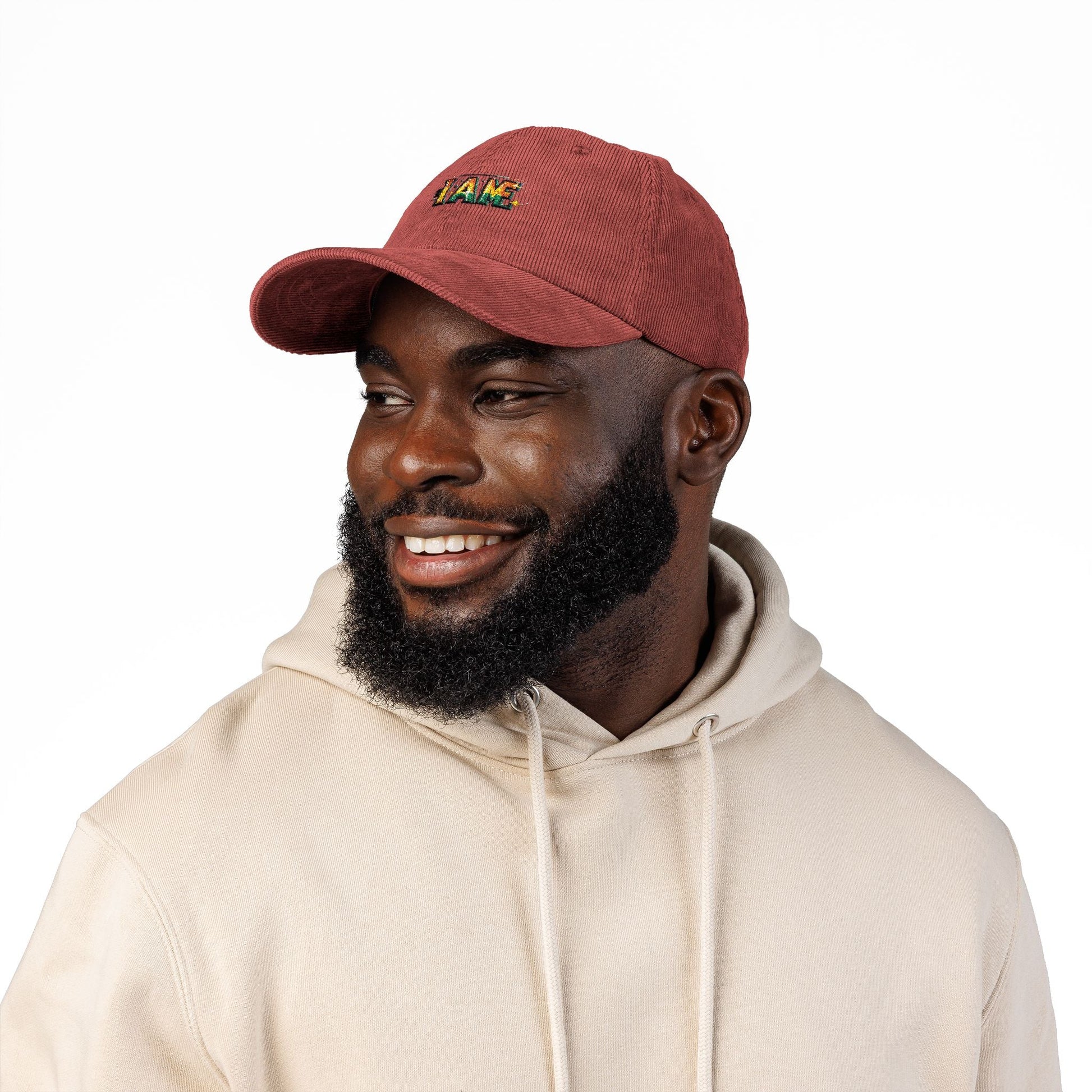 Vintage Corduroy Cap with I AM Embroidery | Trendy Bohemian Hat
