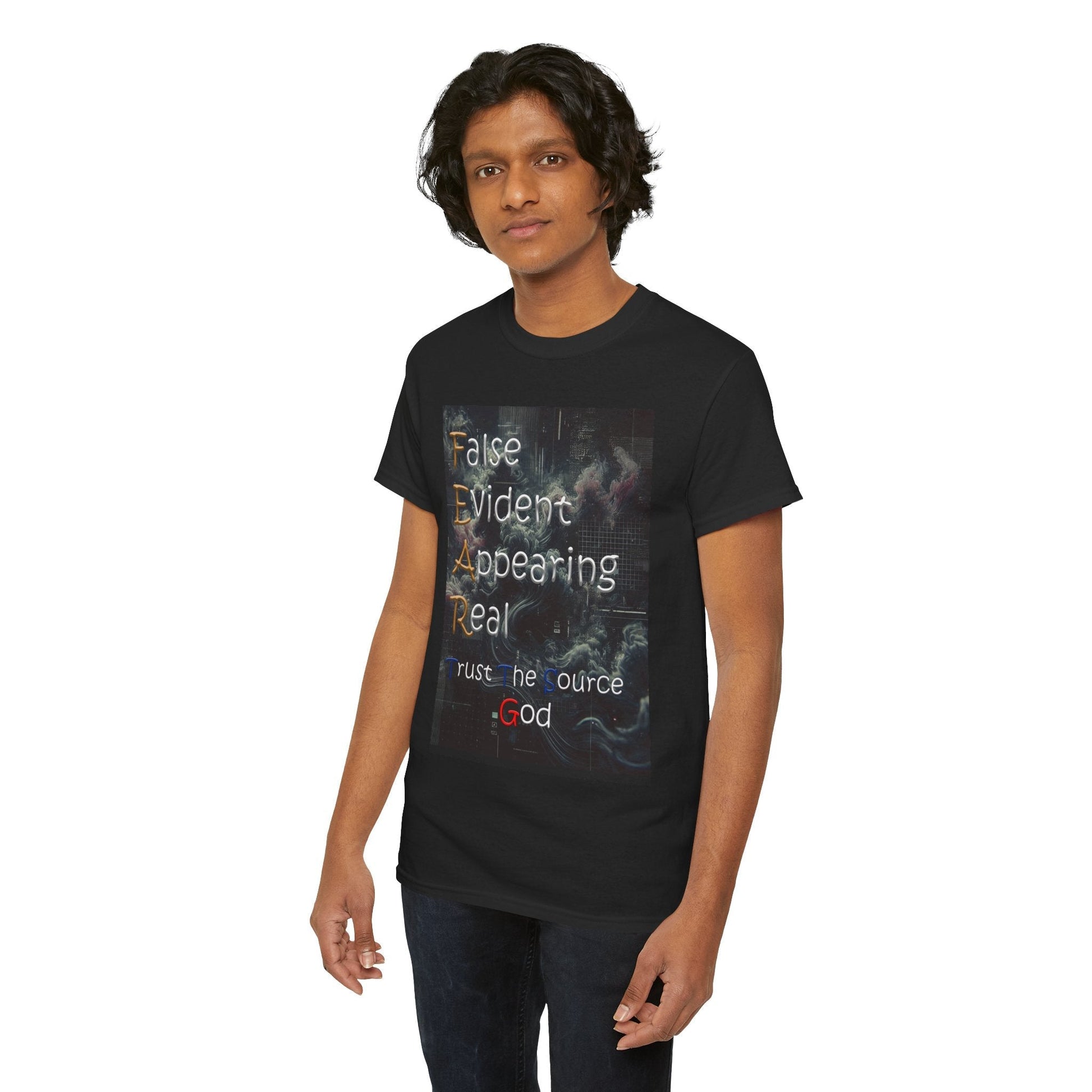 Inspirational Unisex Heavy Cotton T-shirt - False Evidence Appearing Real
