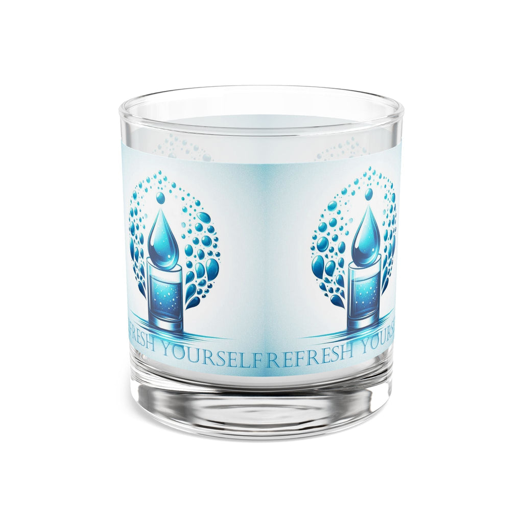 Refreshing 10oz Rocks Glass with elegant wraparound print design.
