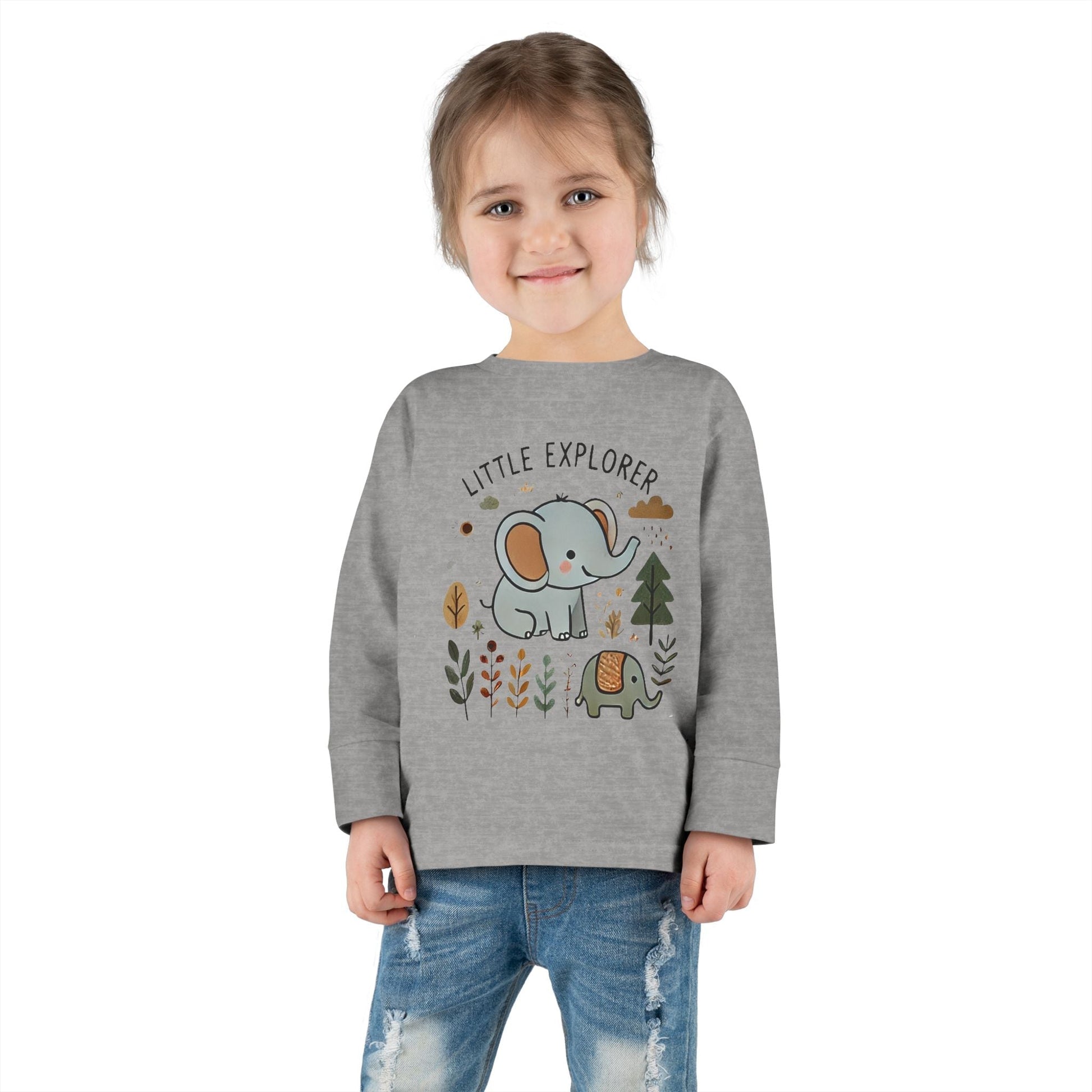Toddler Long Sleeve T-shirt - Little Explorer Elephant Design
