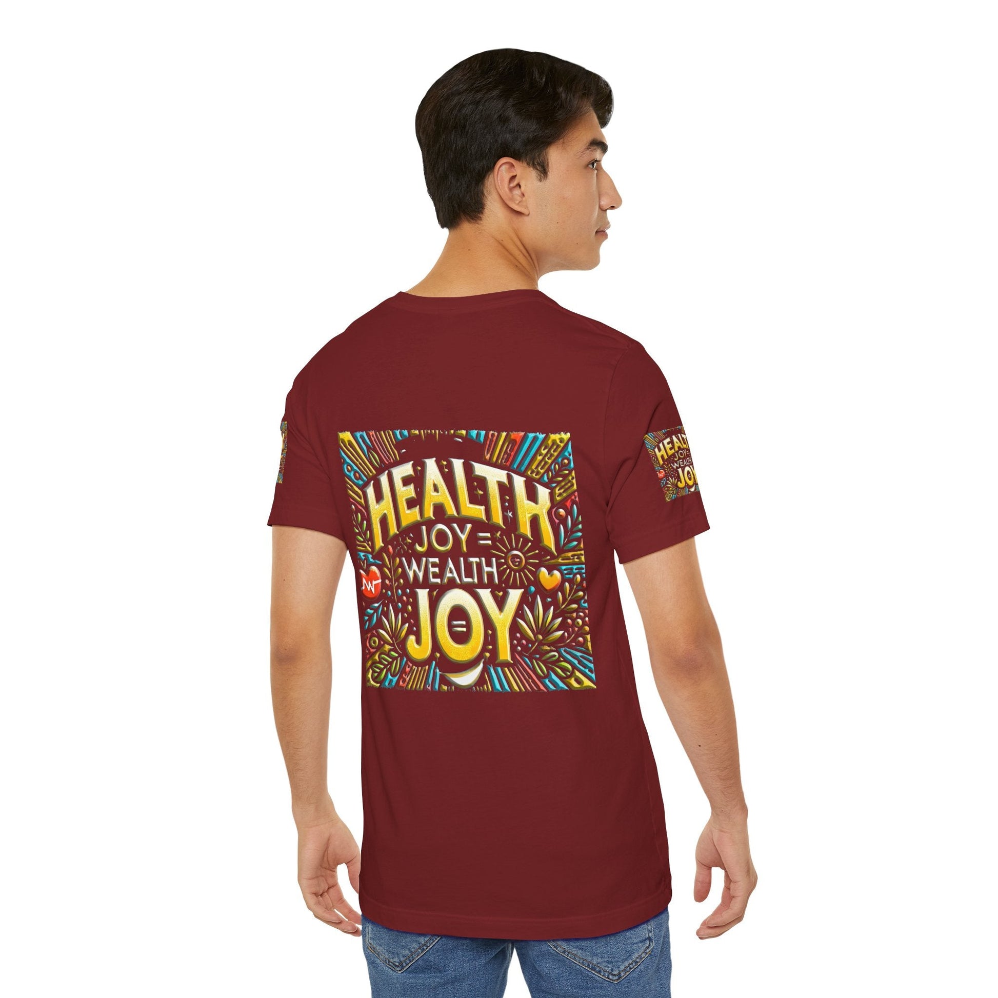 Unisex Jersey Short Sleeve T-shirt – Health Joy Wealth Joy | Comfy Fit
