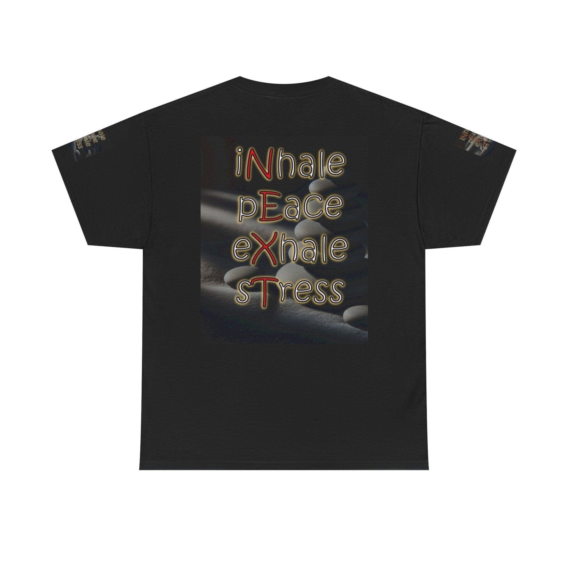 Unisex Heavy Cotton T-shirt - Inhale Peace Exhale Stress for Everyday