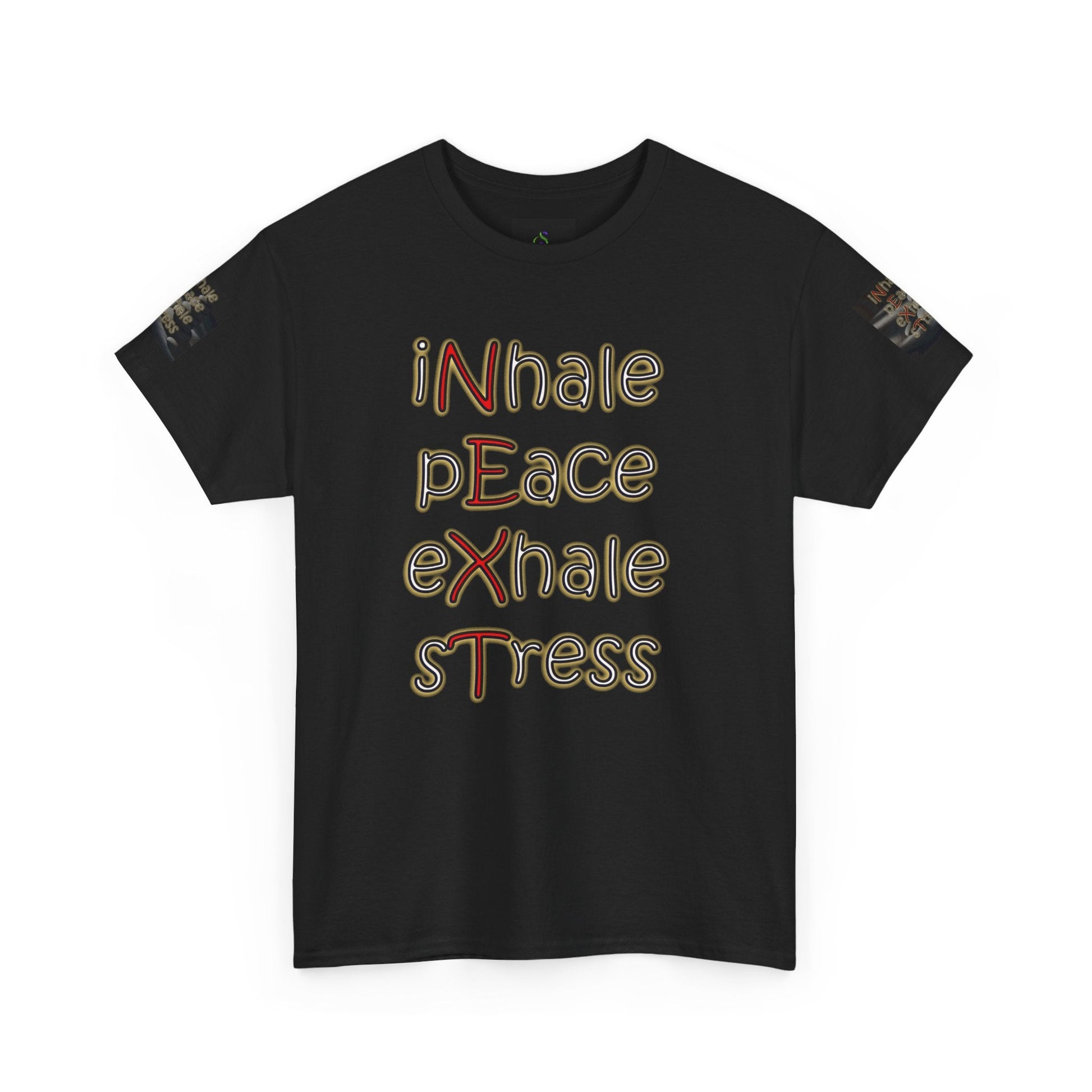 Unisex Heavy Cotton T-shirt - Inhale Peace Exhale Stress for Everyday