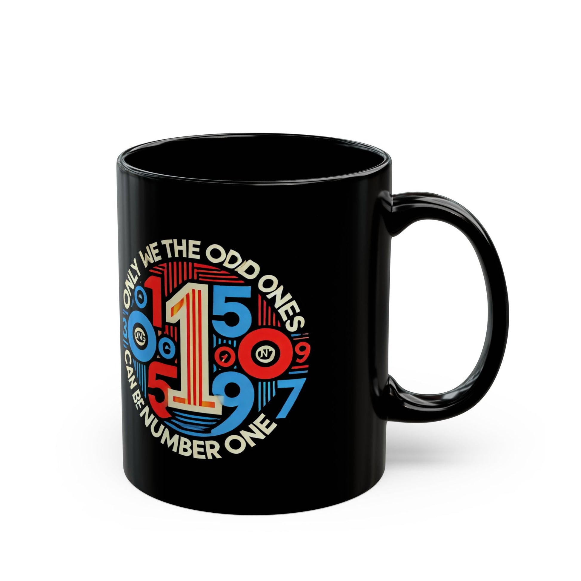 Unique Odd Numbers Black Mug - 11oz & 15oz - Gift for Coffee Lovers