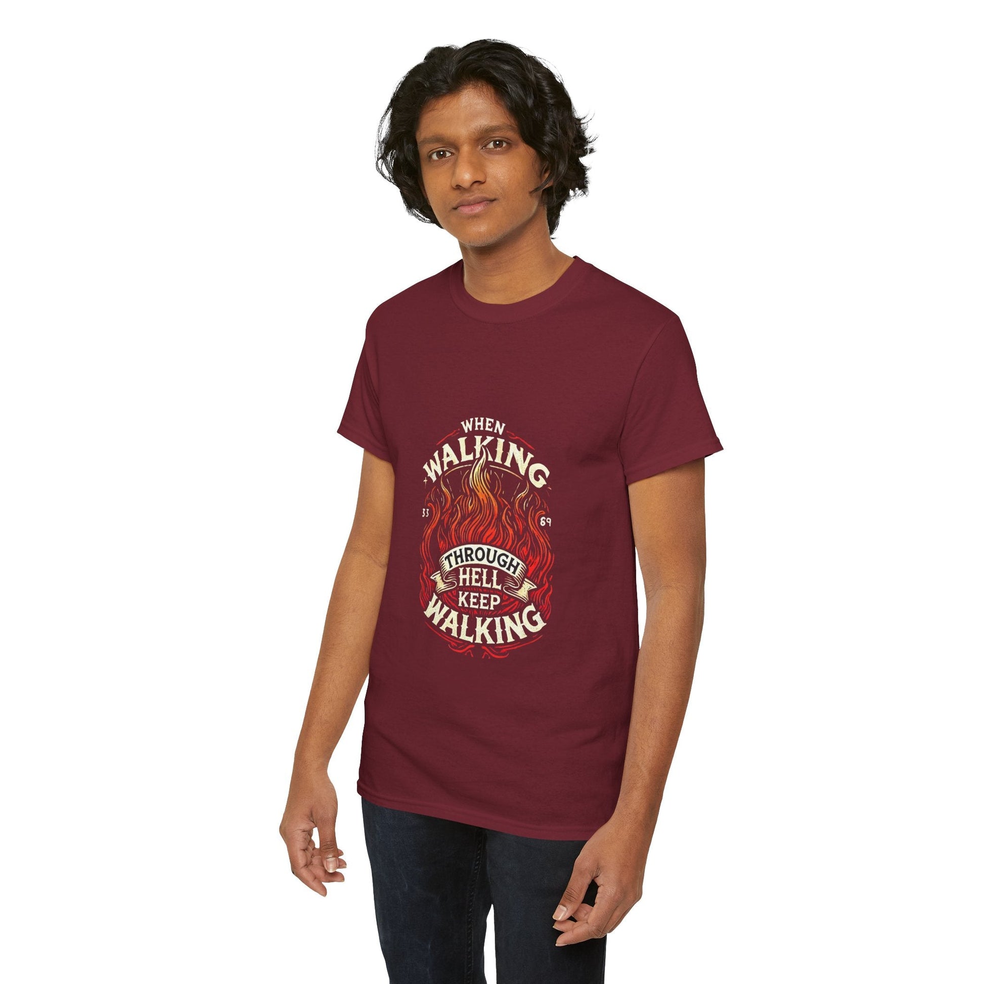 Unisex Heavy Cotton T-shirt - Walking Through Hell Keep Walking II