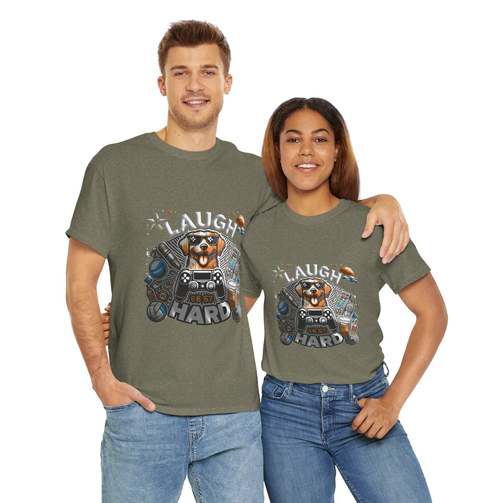 Heavy Cotton T-shirt " Laugh Hard " Classic Comfort, for Everyday