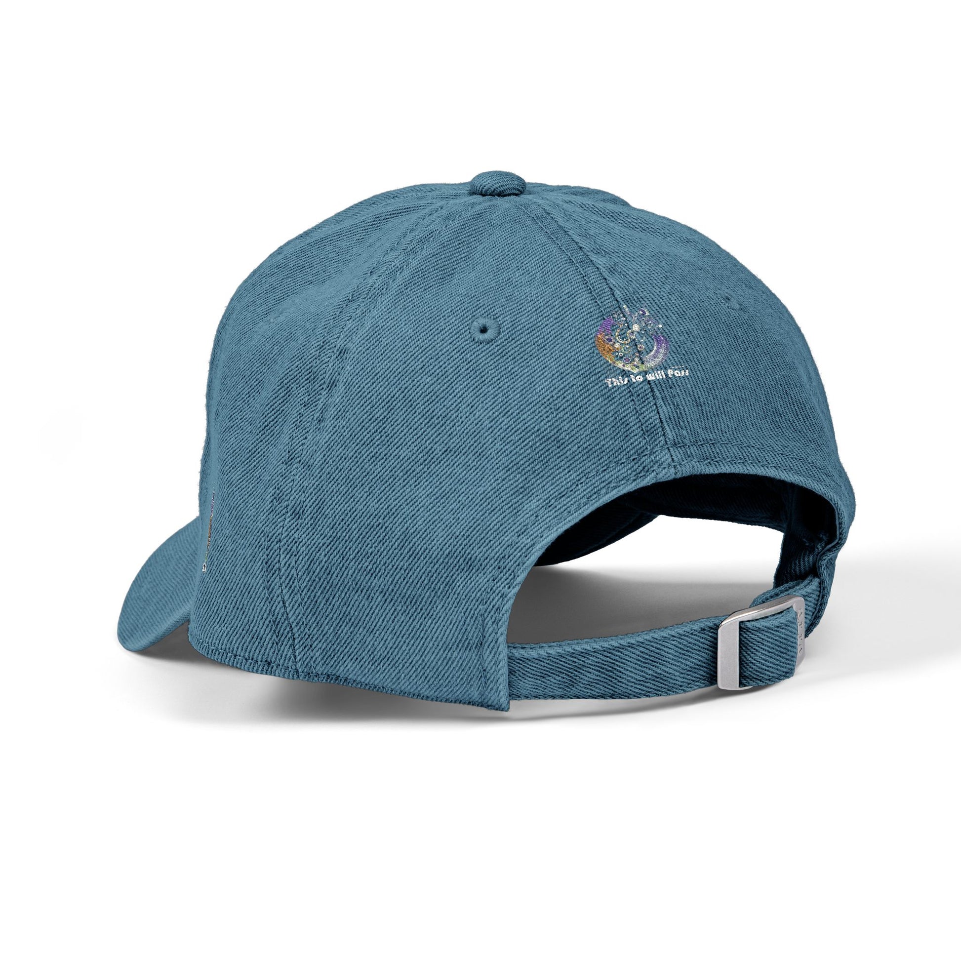 This Too Will Pass Denim Hat - Stylish Embroidered Cap Vintage Message.