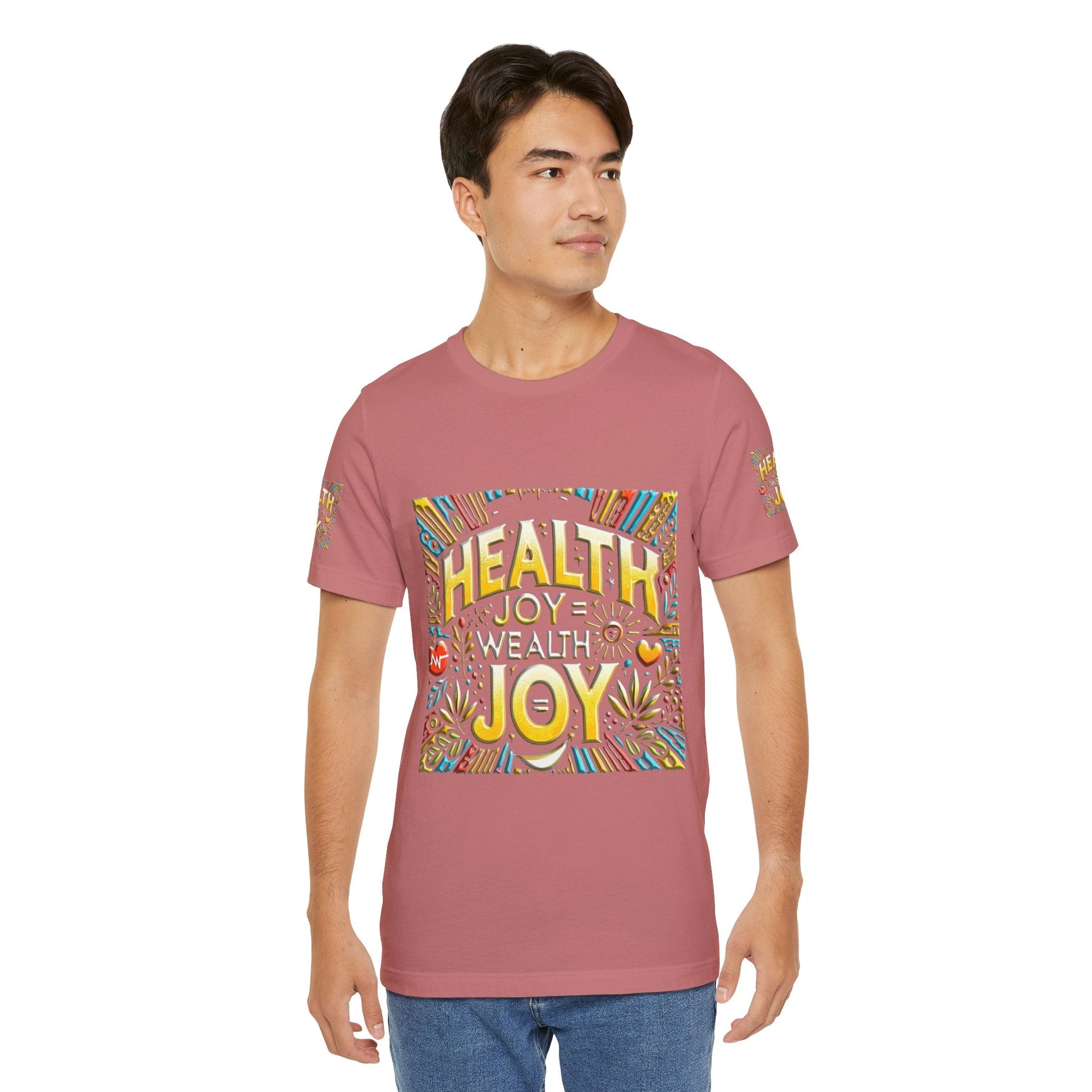 Unisex Jersey Short Sleeve T-shirt – Health Joy Wealth Joy | Comfy Fit