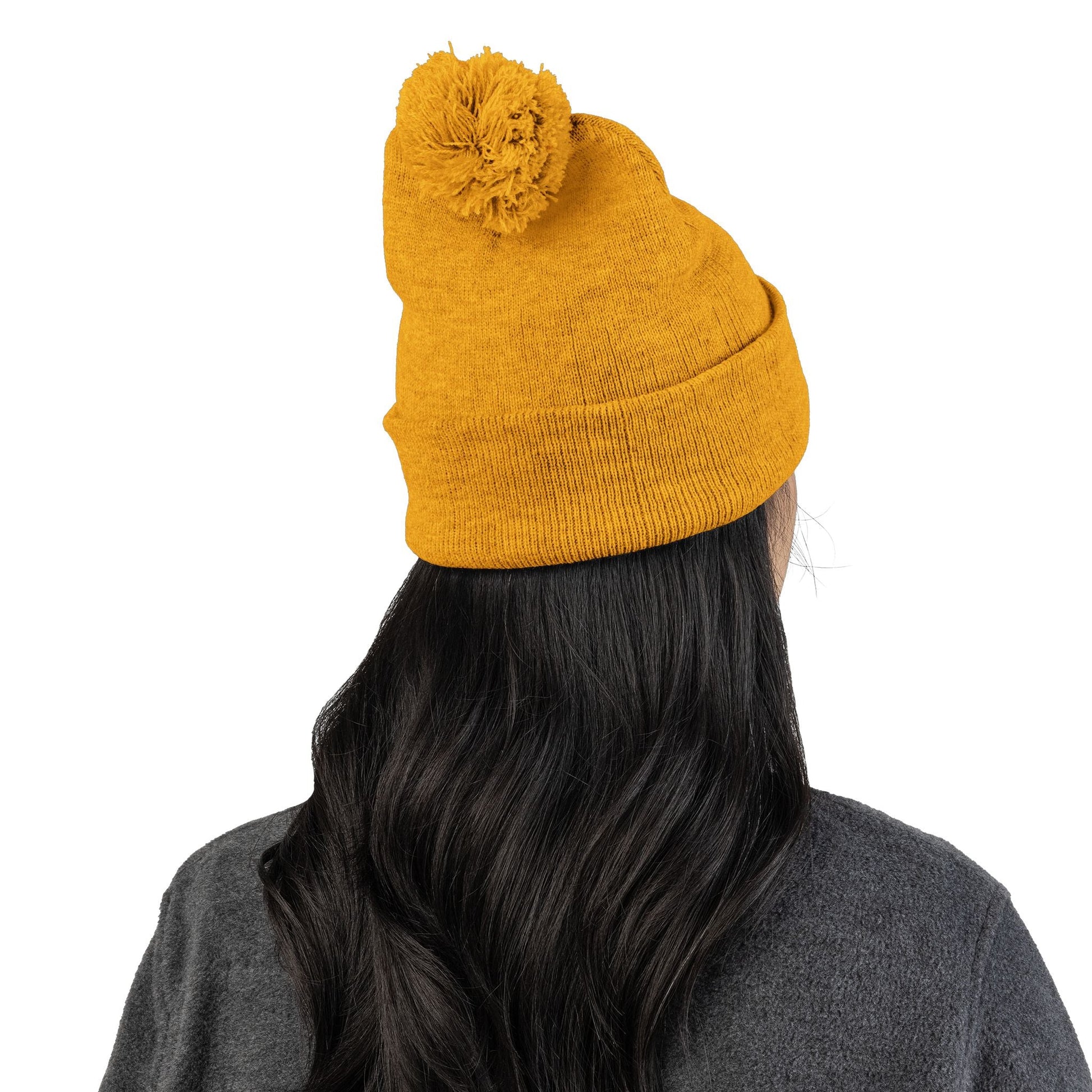 Embroidered Pom-Pom Knit Cap - Cozy Winter Beanie for All Seasons