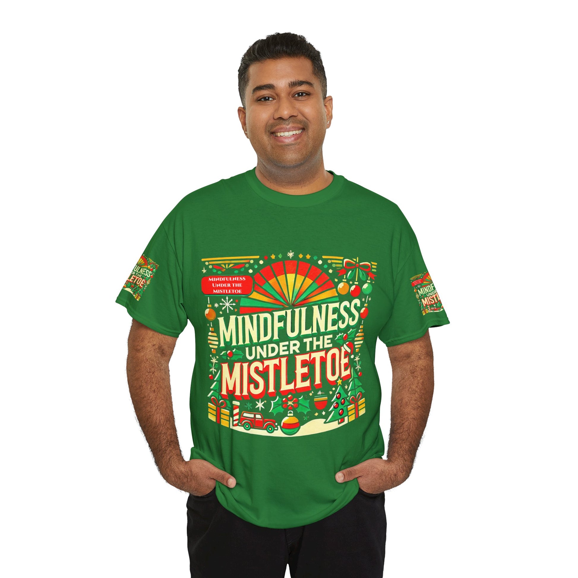 Unisex Heavy Cotton T-shirt - Mindfulness Under the Mistletoe Classic