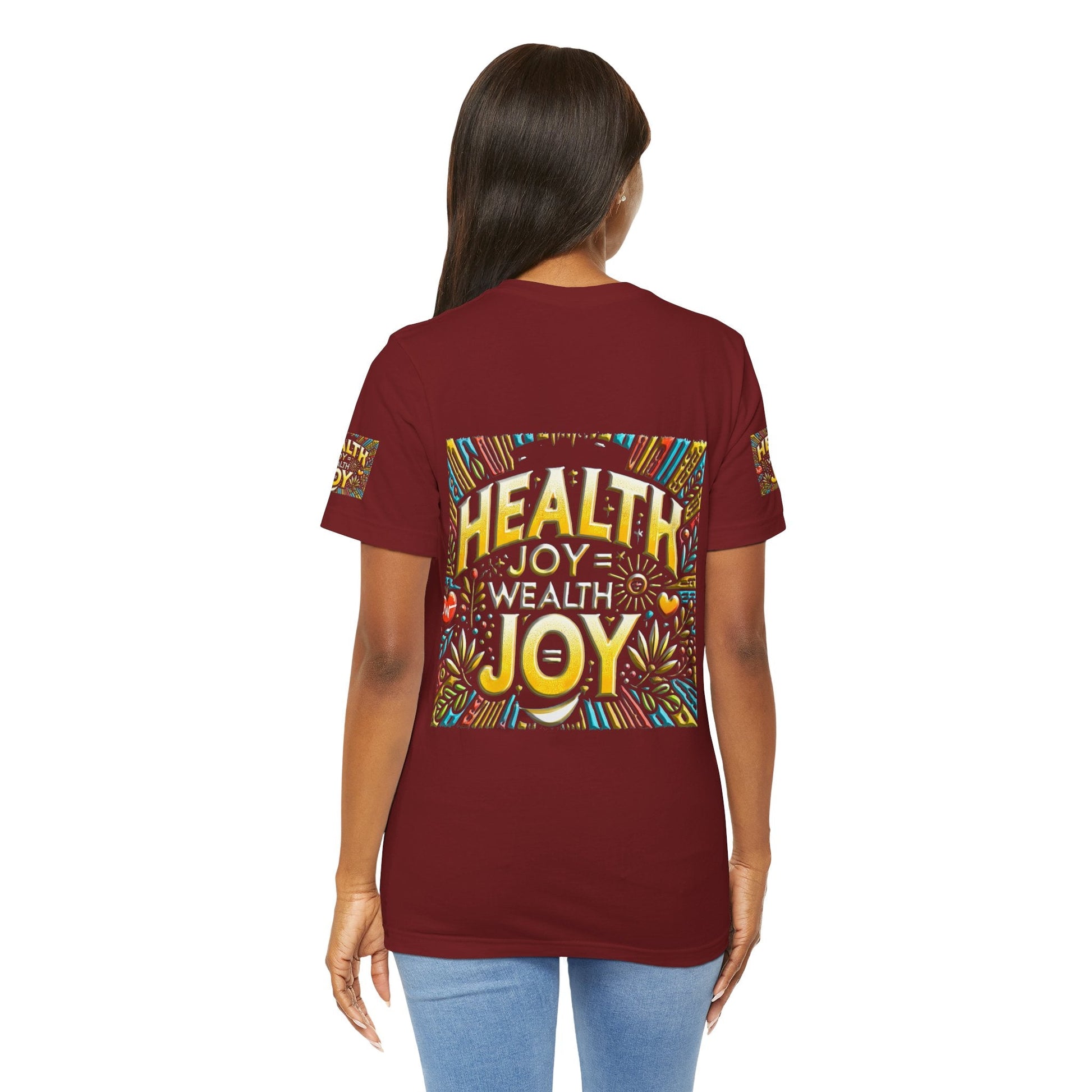 Unisex Jersey Short Sleeve T-shirt – Health Joy Wealth Joy | Comfy Fit