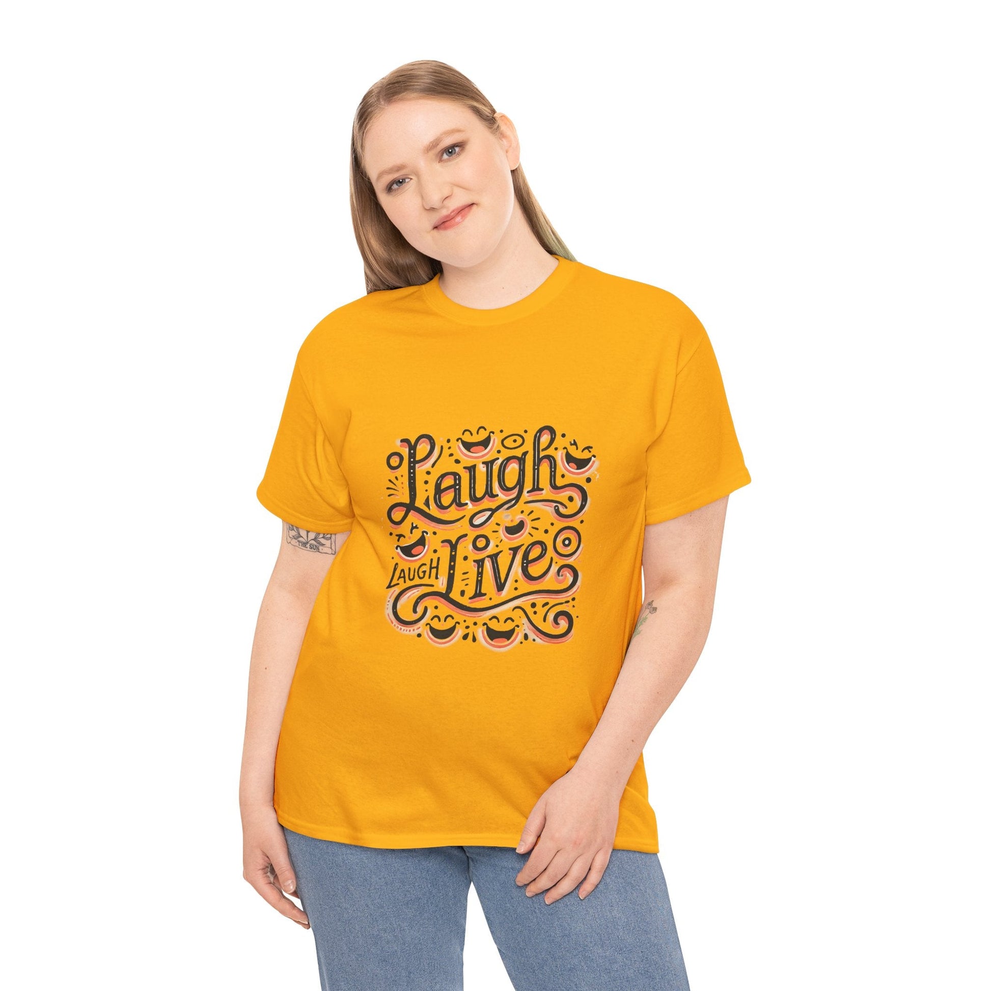 Unisex Heavy Cotton T-shirt  - Laugh Live III Built for Everyday Style