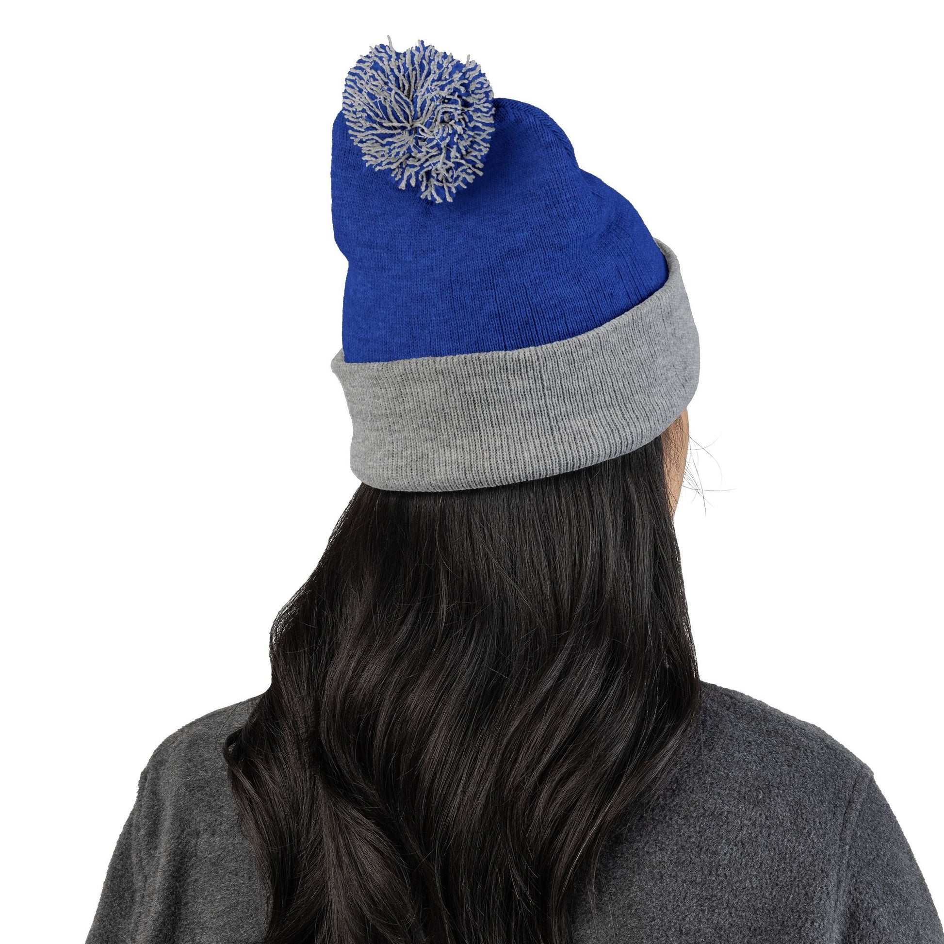 Embroidered Pom-Pom Knit Cap - Cozy Winter Beanie for All Seasons