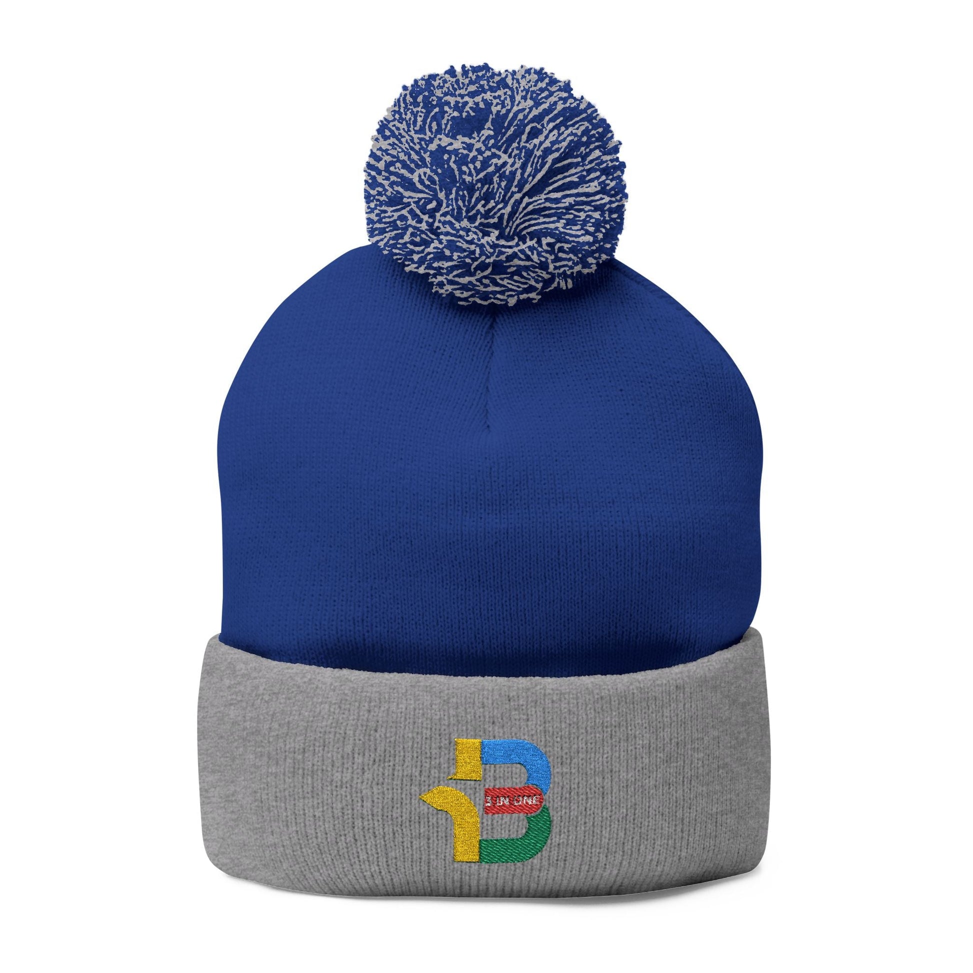 Embroidered Pom-Pom Knit Cap - Cozy Winter Beanie for All Seasons