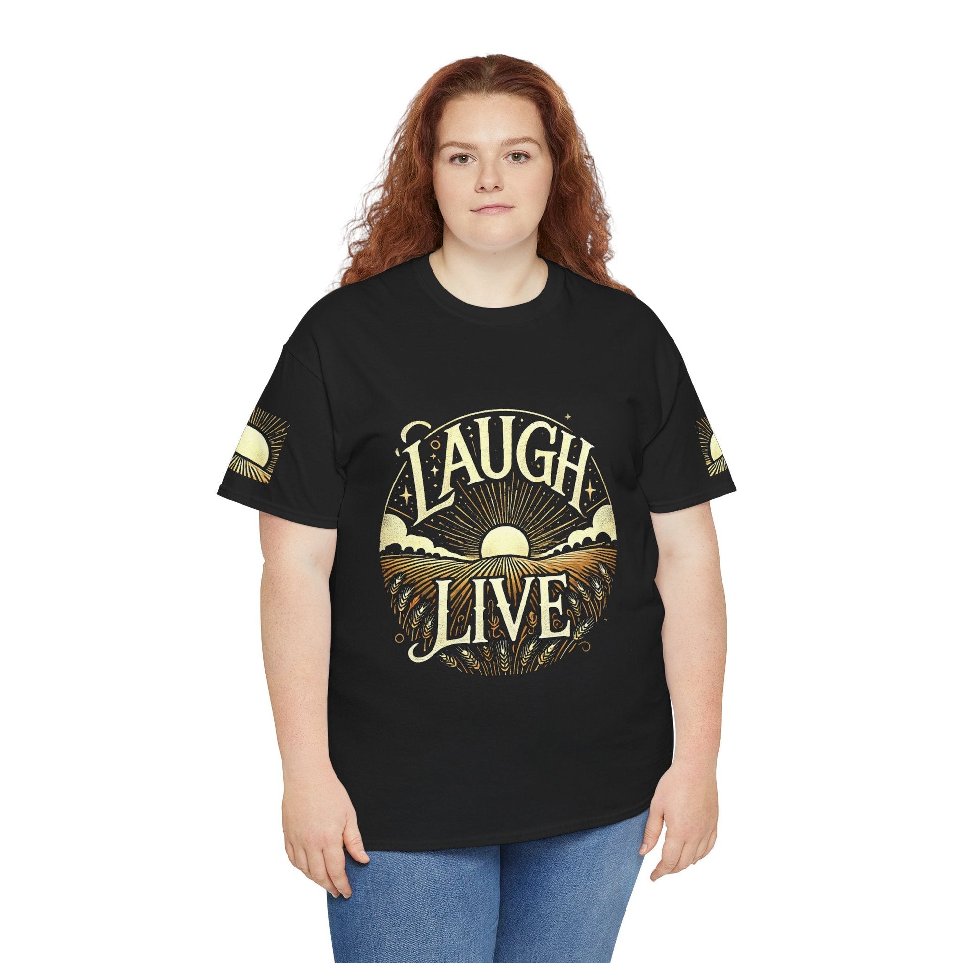 Unisex Heavy Cotton T-shirt - Laugh Live - Love Life And Wellbeing