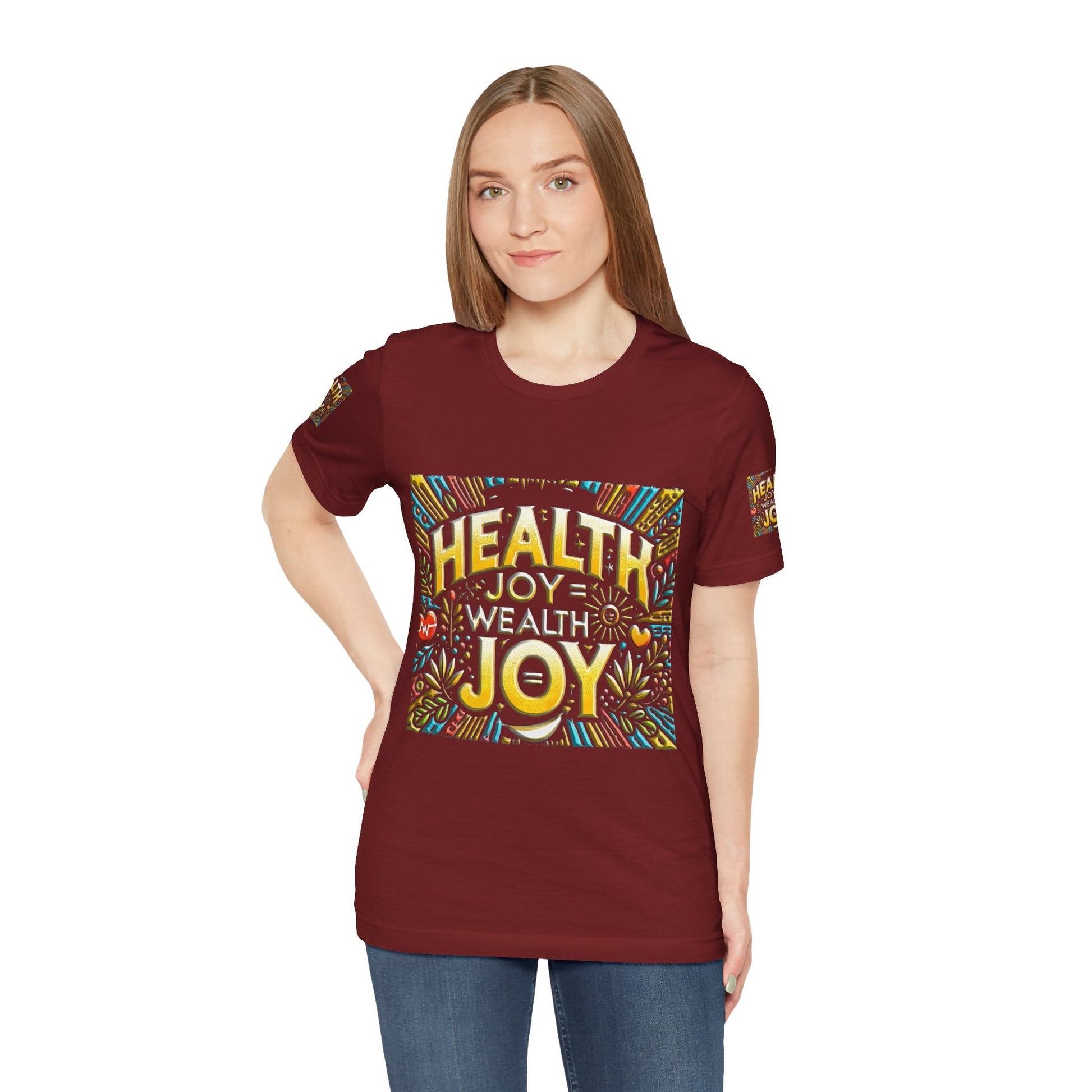 Unisex Jersey Short Sleeve T-shirt – Health Joy Wealth Joy | Comfy Fit