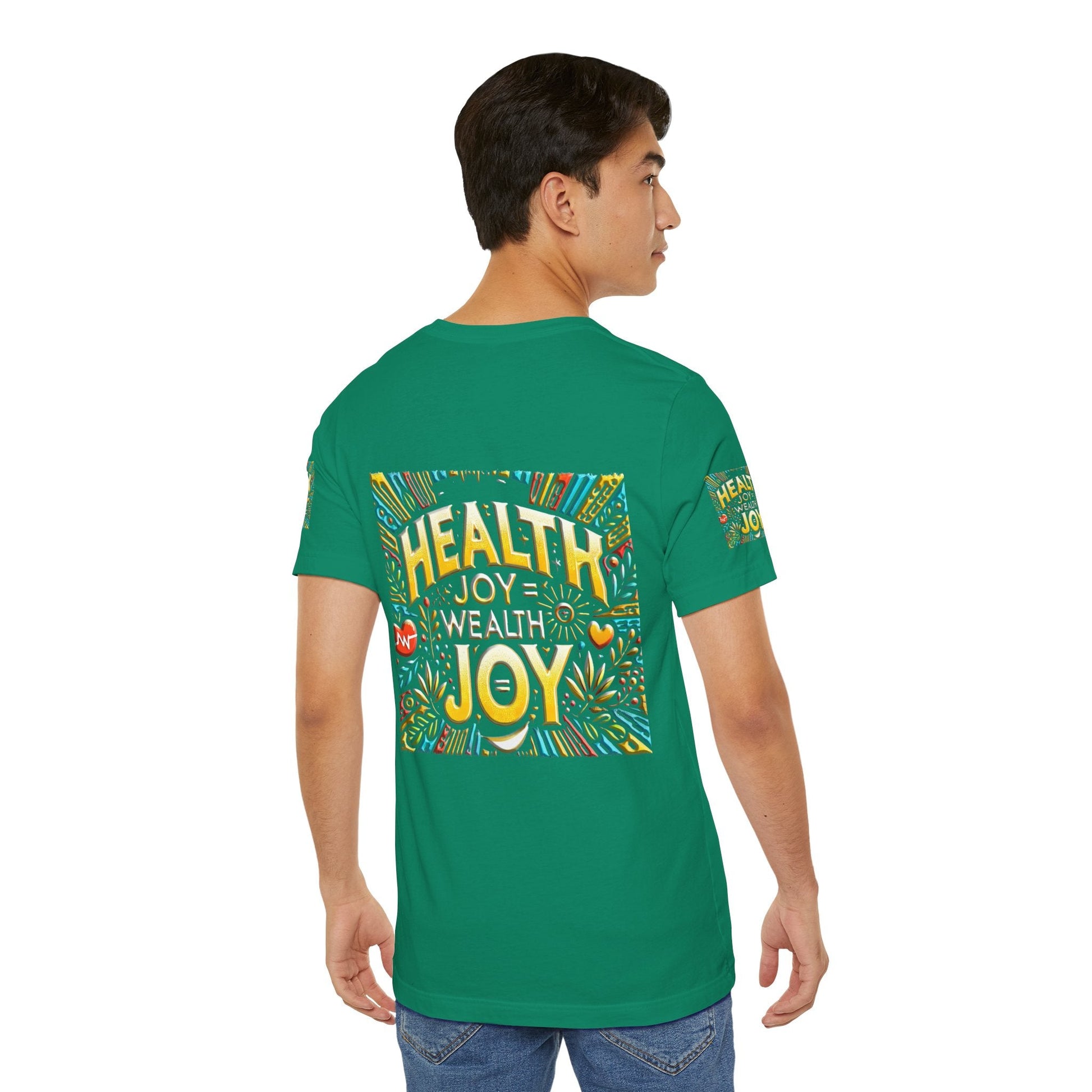 Unisex Jersey Short Sleeve T-shirt – Health Joy Wealth Joy | Comfy Fit
