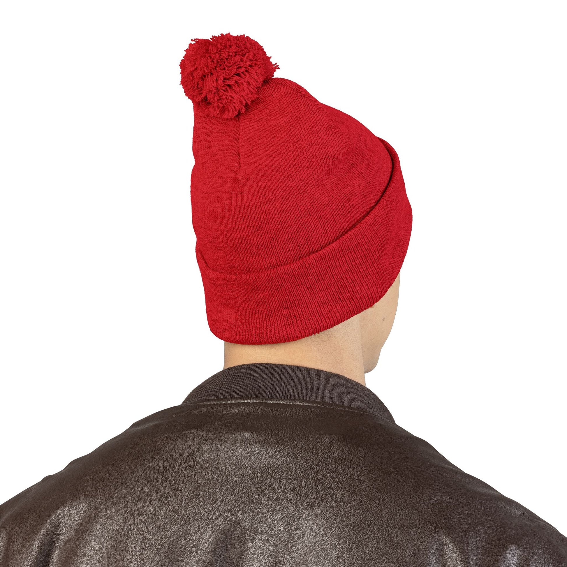 Embroidered Pom-Pom Knit Cap - Cozy Winter Beanie for All Seasons