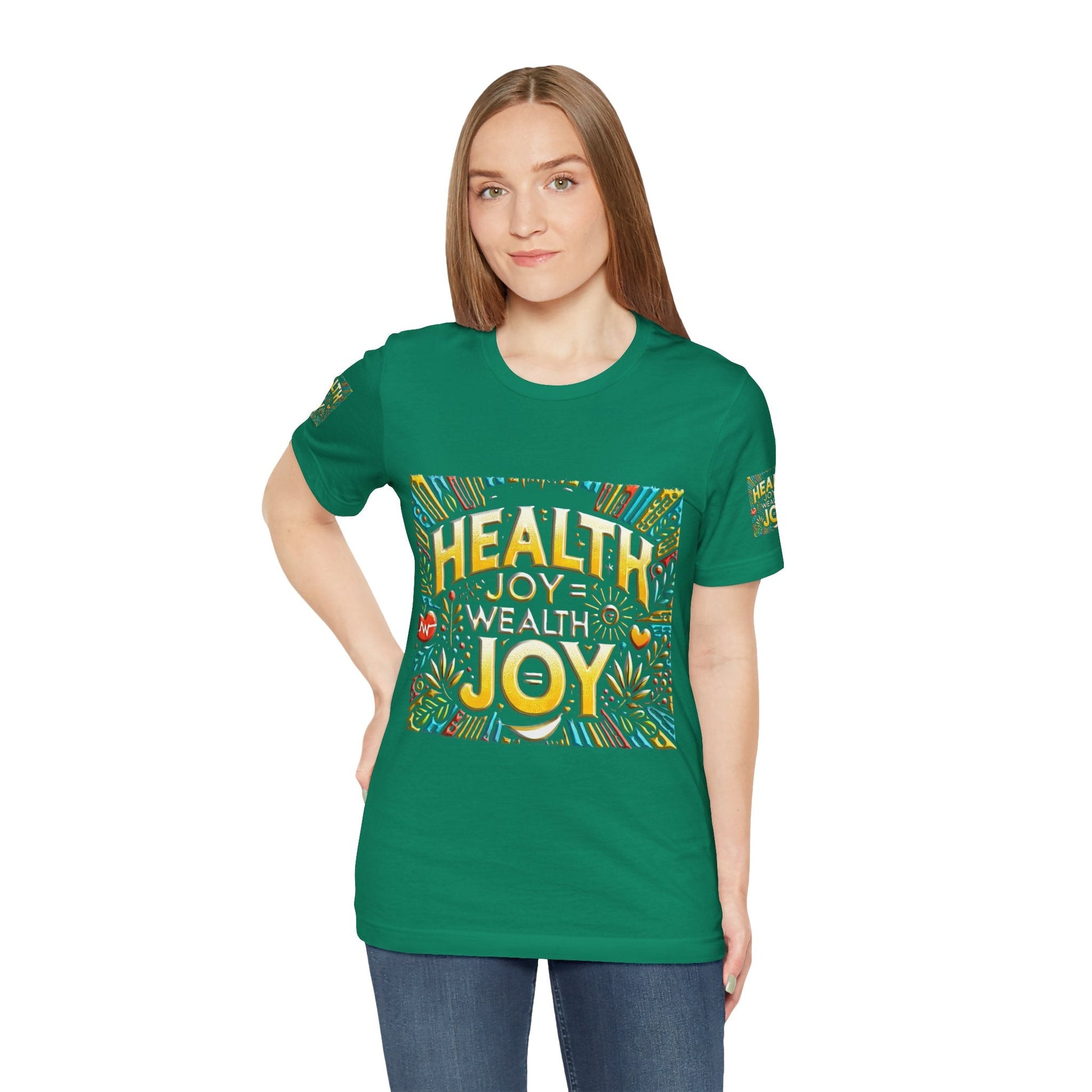 Unisex Jersey Short Sleeve T-shirt – Health Joy Wealth Joy | Comfy Fit