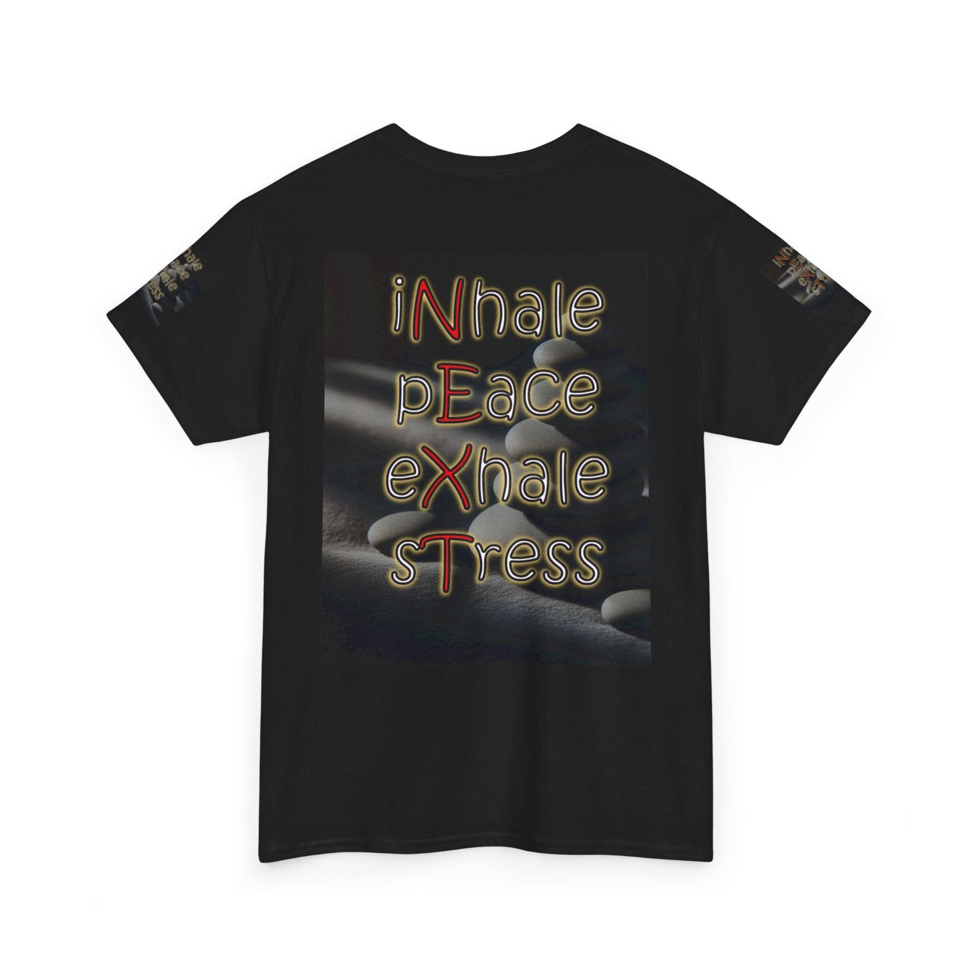Unisex Heavy Cotton T-shirt - Inhale Peace Exhale Stress for Everyday