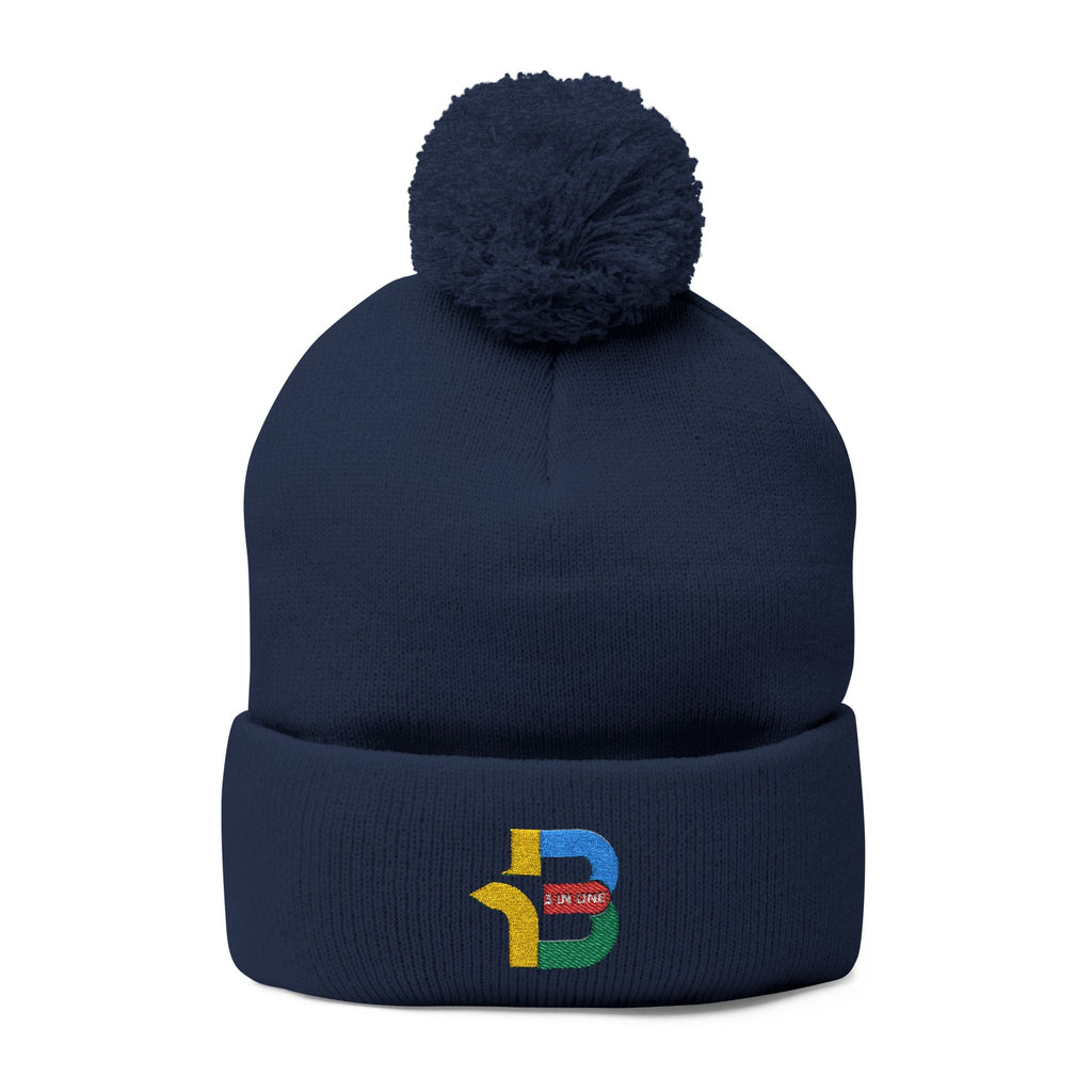 Embroidered Pom-Pom Knit Cap - Cozy Winter Beanie for All Seasons