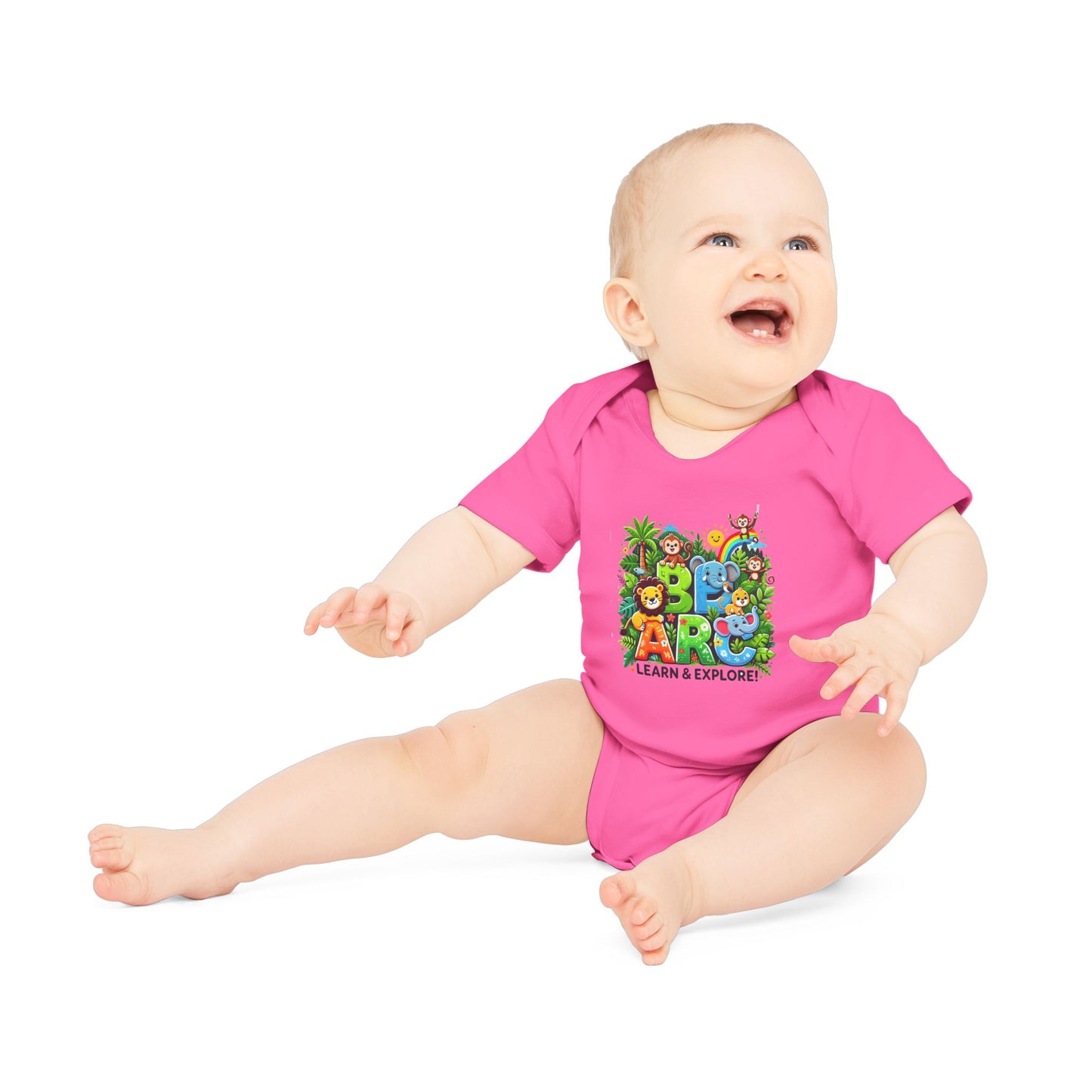 Baby Organic Short Sleeve Bodysuit" Learn and Explore"