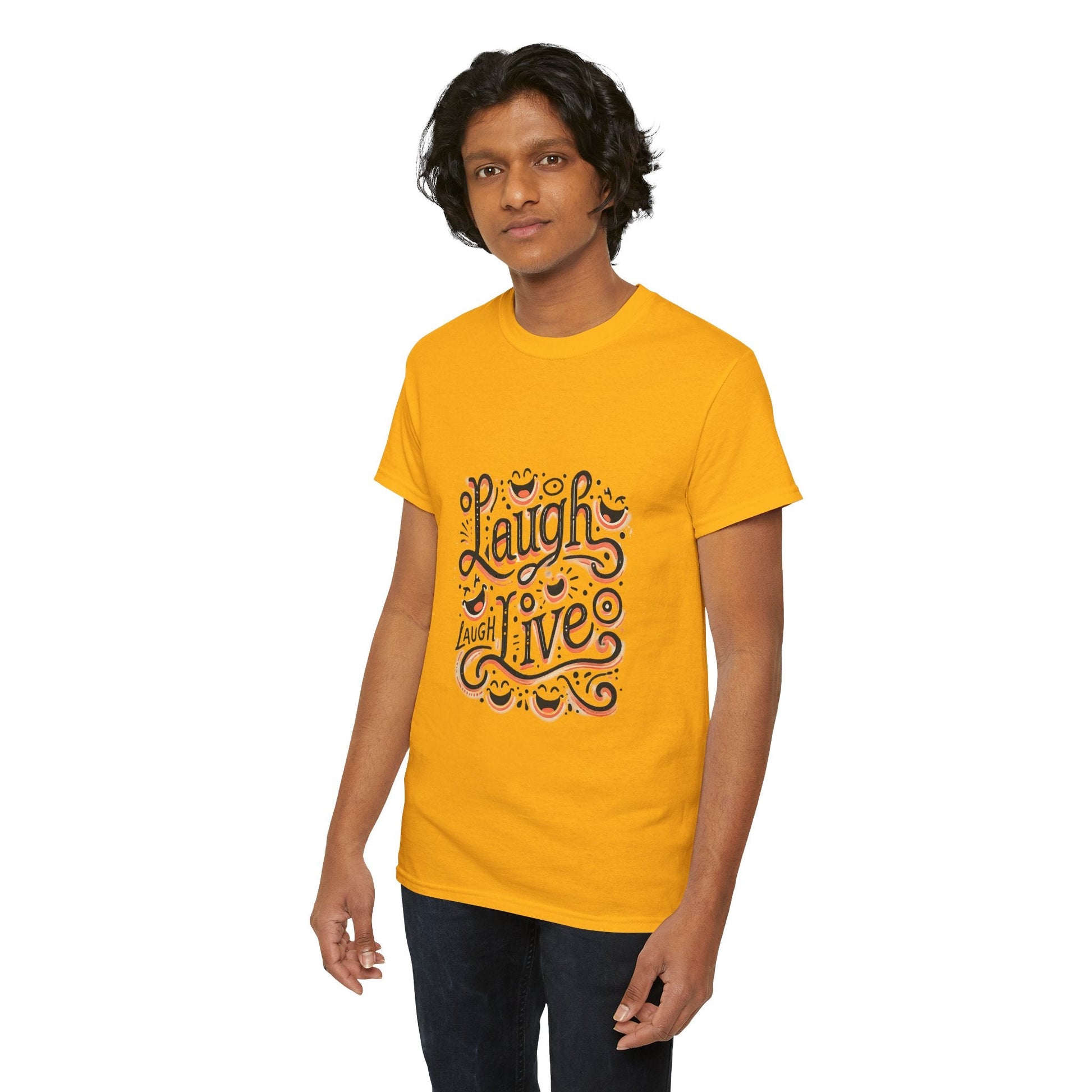 Unisex Heavy Cotton T-shirt  - Laugh Live III Built for Everyday Style