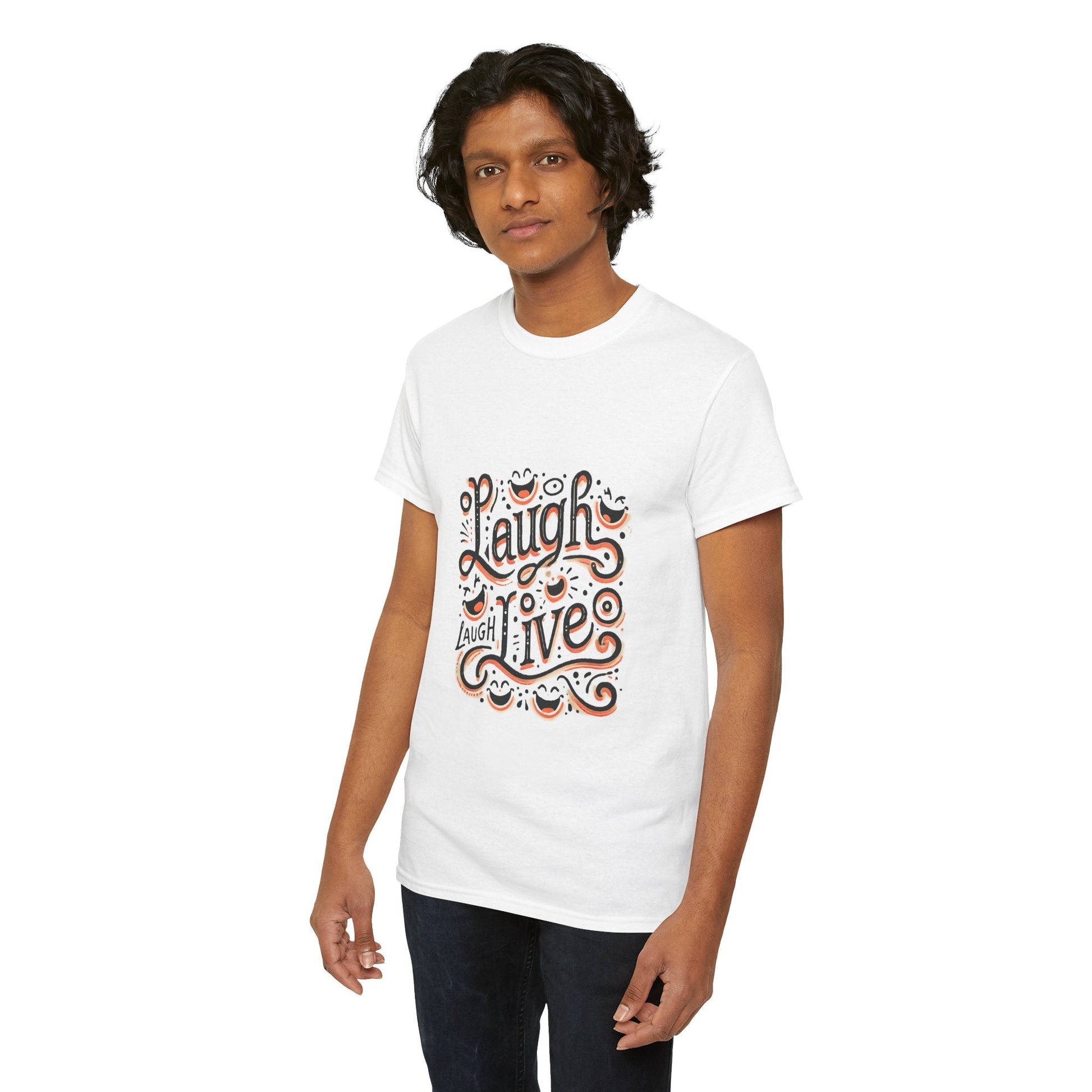 Unisex Heavy Cotton T-shirt  - Laugh Live III Built for Everyday Style