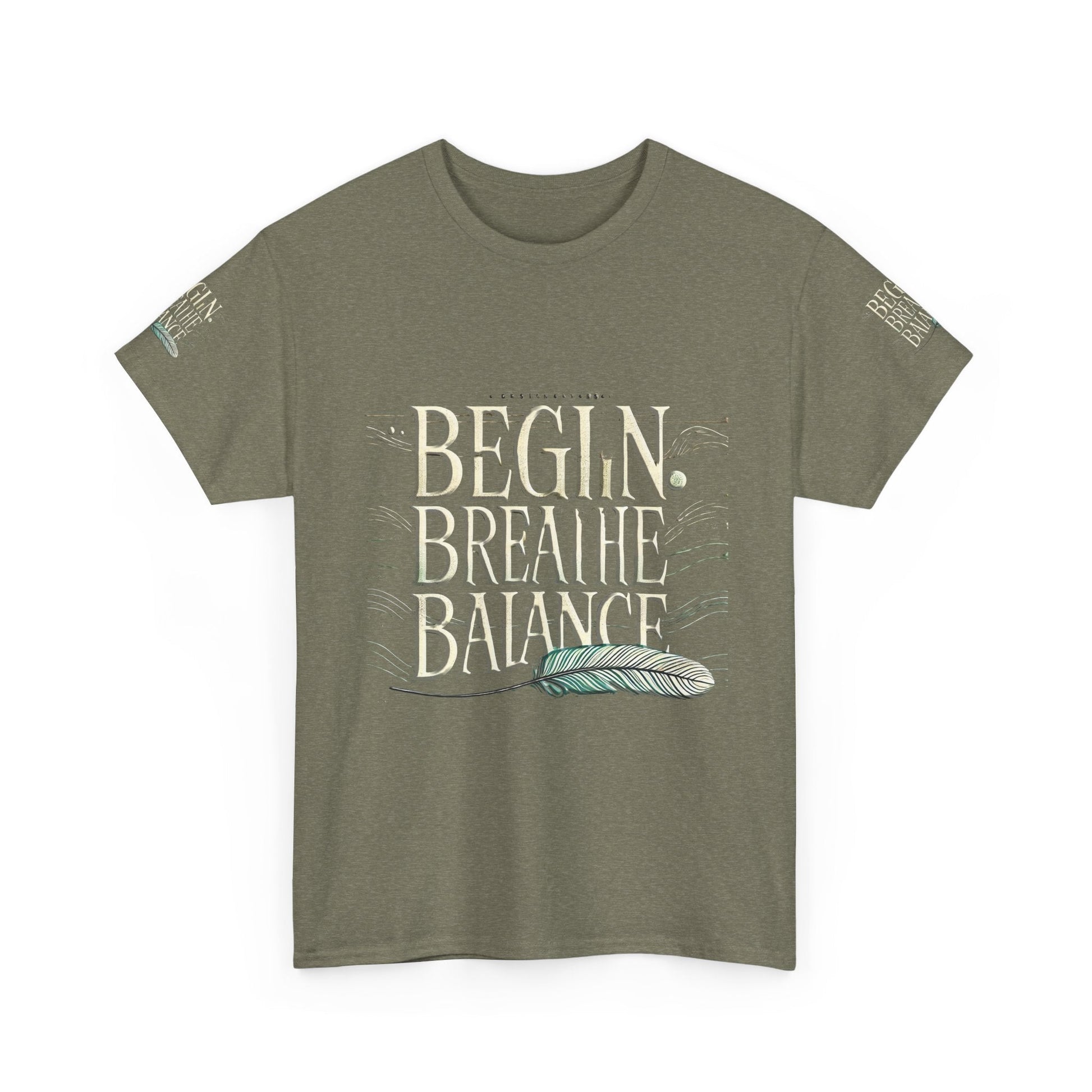 Unisex Heavy Cotton T-shirt  Begin Breathe Balance t-shirt for Comfort