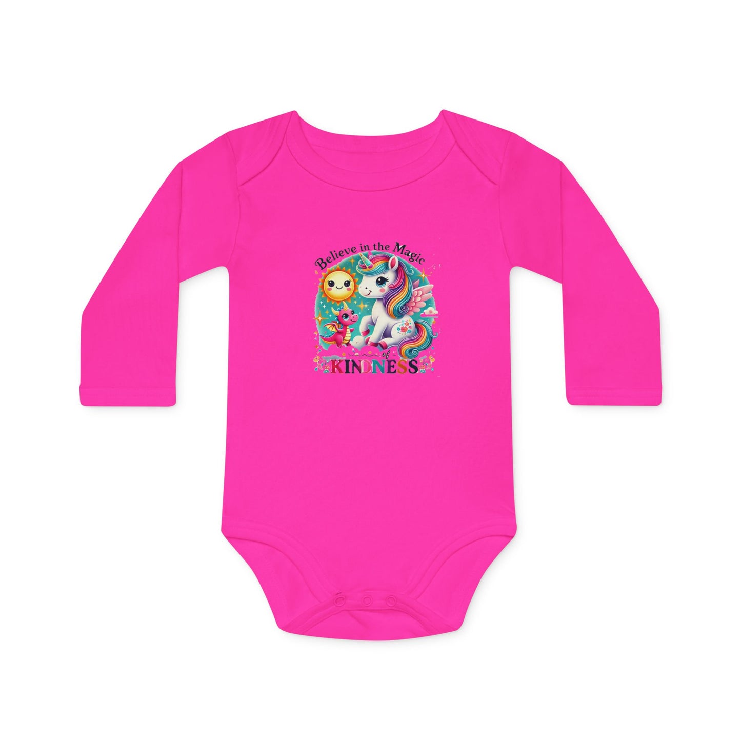 Baby Long-Sleeve Organic Bodysuit"Believe in the Magic of Kindness"