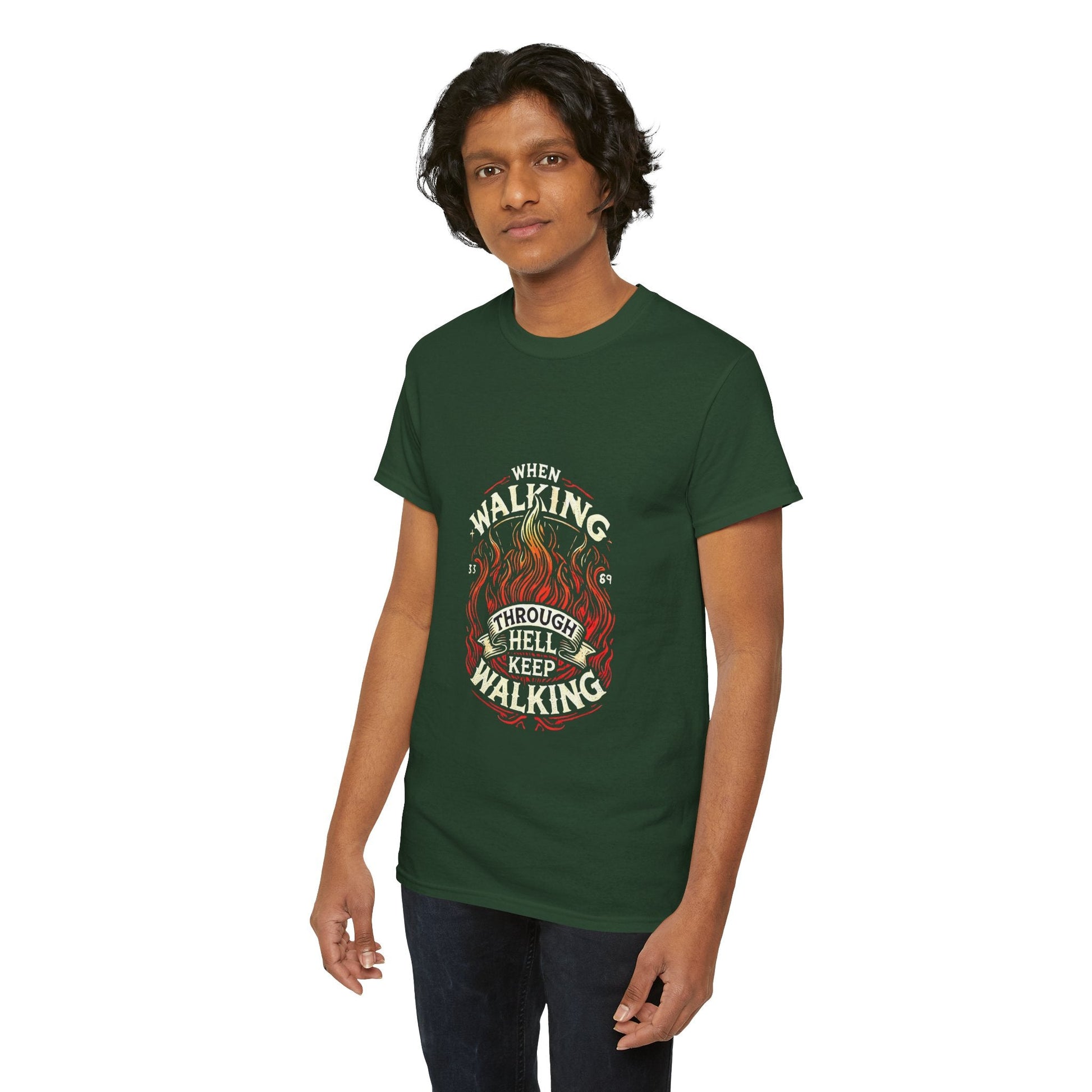 Unisex Heavy Cotton T-shirt - Walking Through Hell Keep Walking II