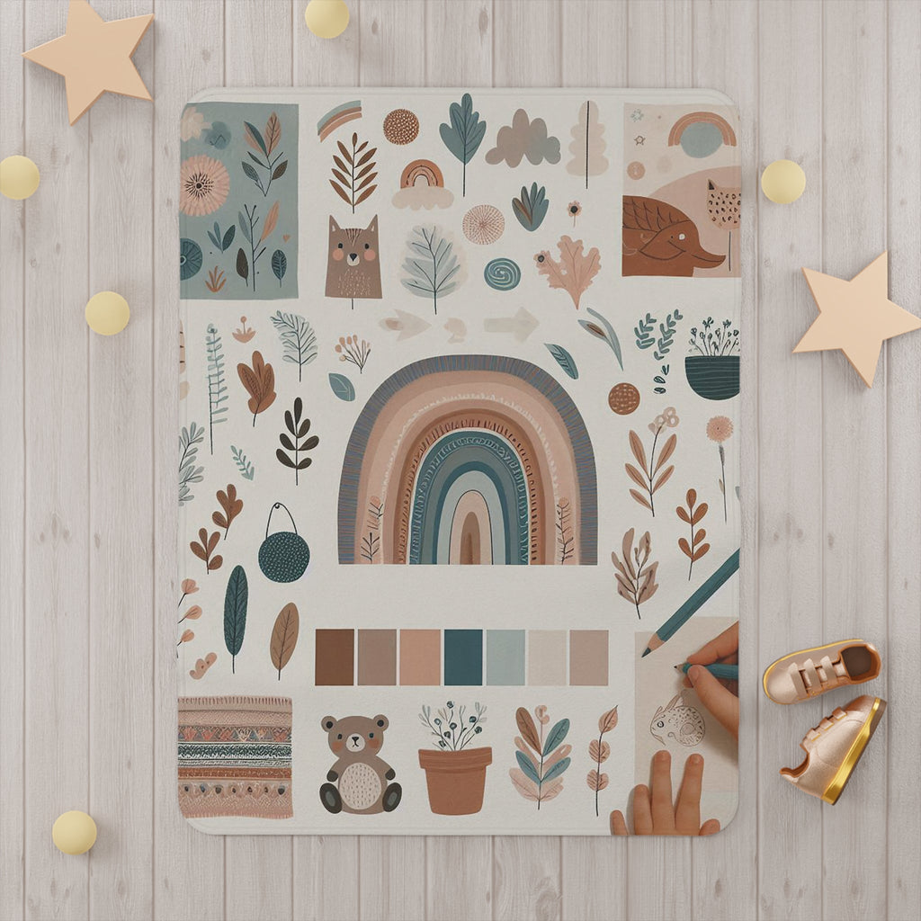 Whimsical Animal Toddler Blanket with colorful, playful designs on a soft fleece material, perfect for children's cozy moments.