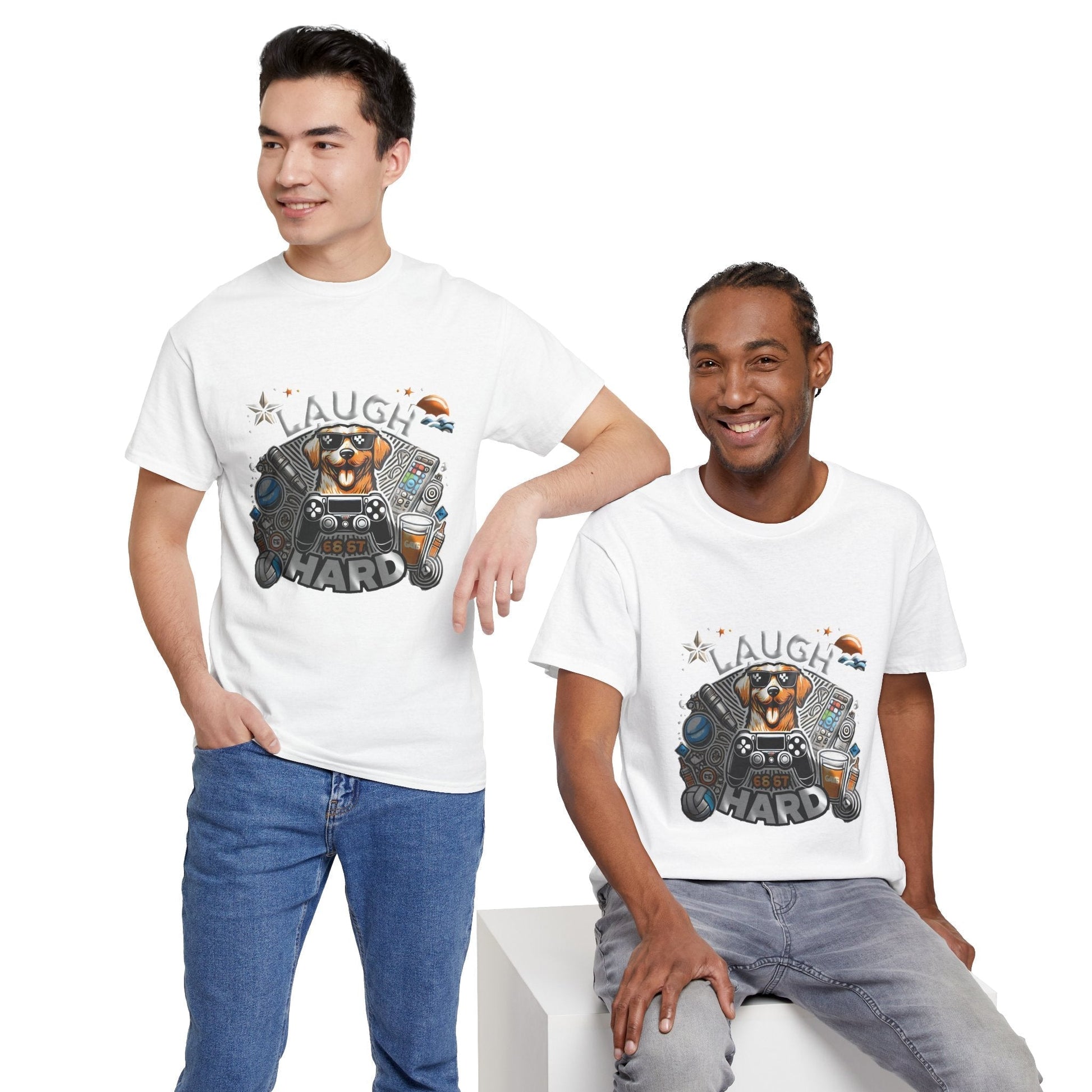 Heavy Cotton T-shirt " Laugh Hard " Classic Comfort, for Everyday