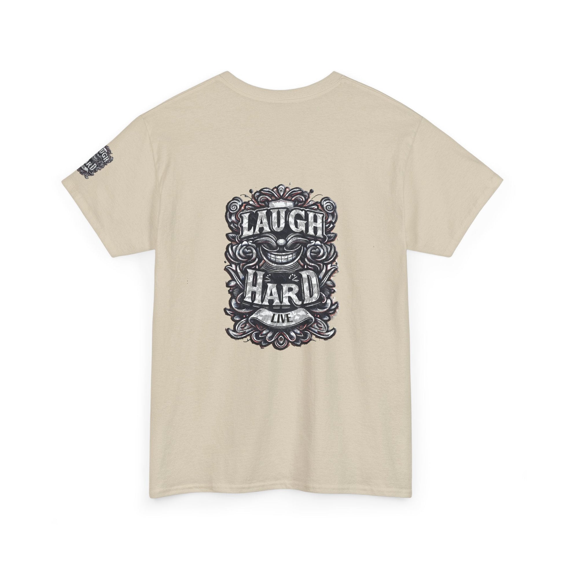 Unisex Heavy Cotton T-shirt - Laugh Hard - B&W Classic Comfort