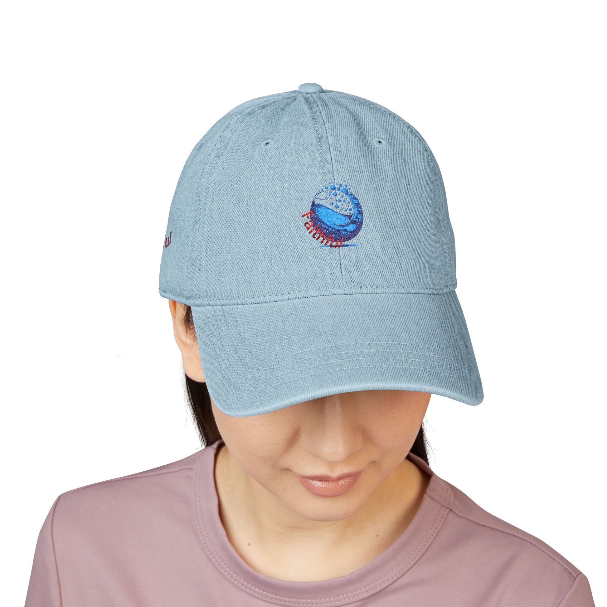 Denim Hat Faithful - Stylish Embroidered Cap Vintage-Inspired Style