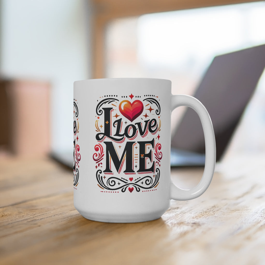 Self-Love Mug – 15oz Ceramic Cup with Inspiring, Colorful Design