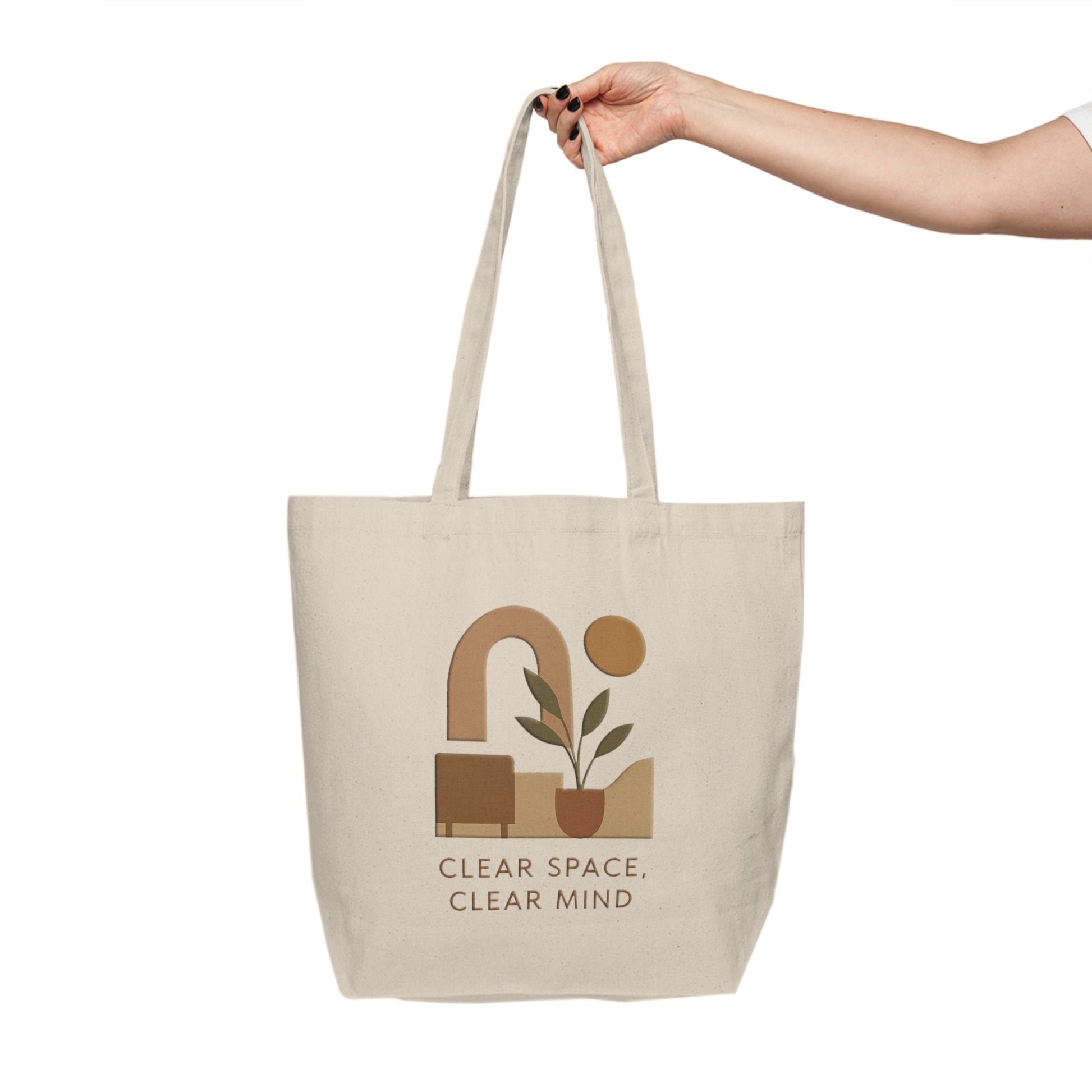 Mindful Canvas Shopping Tote Clear Space Clear Mind