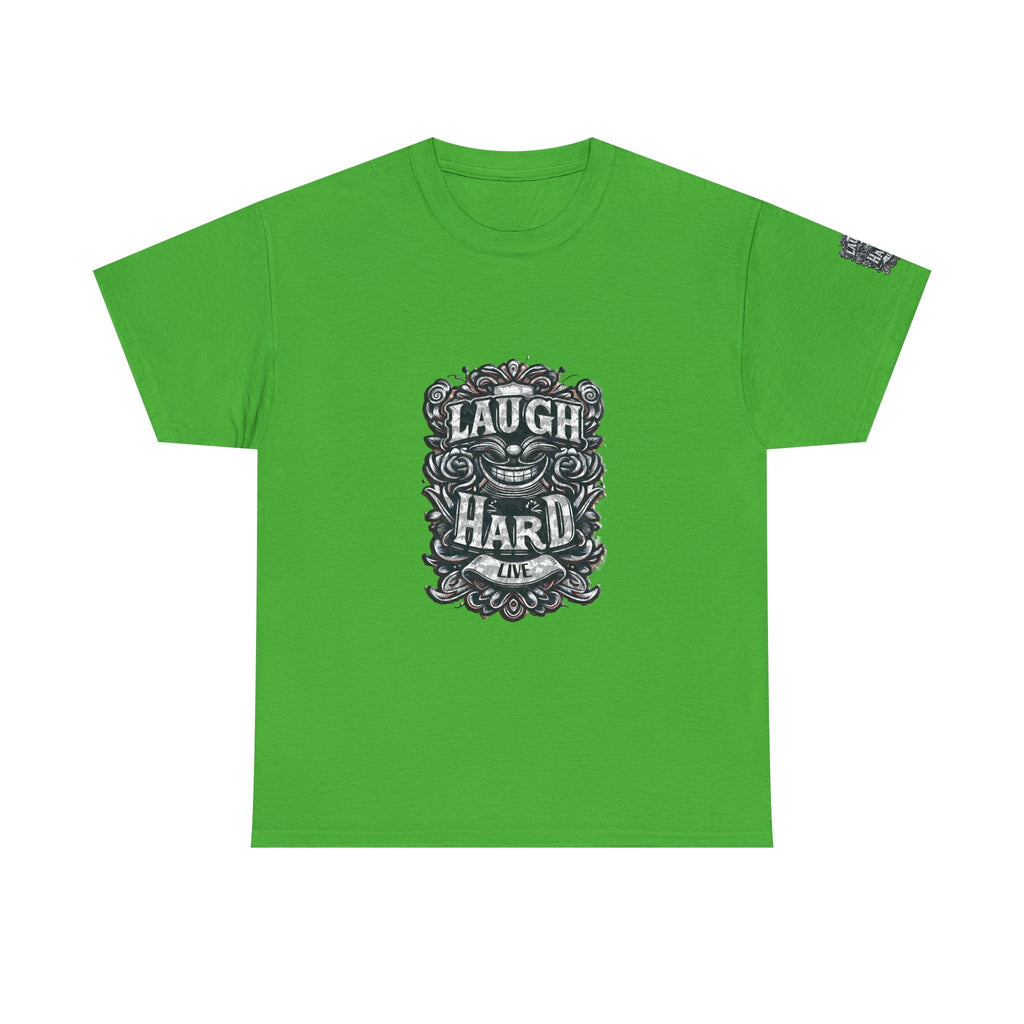 Unisex Heavy Cotton T-shirt - Laugh Hard - B&W Classic Comfort